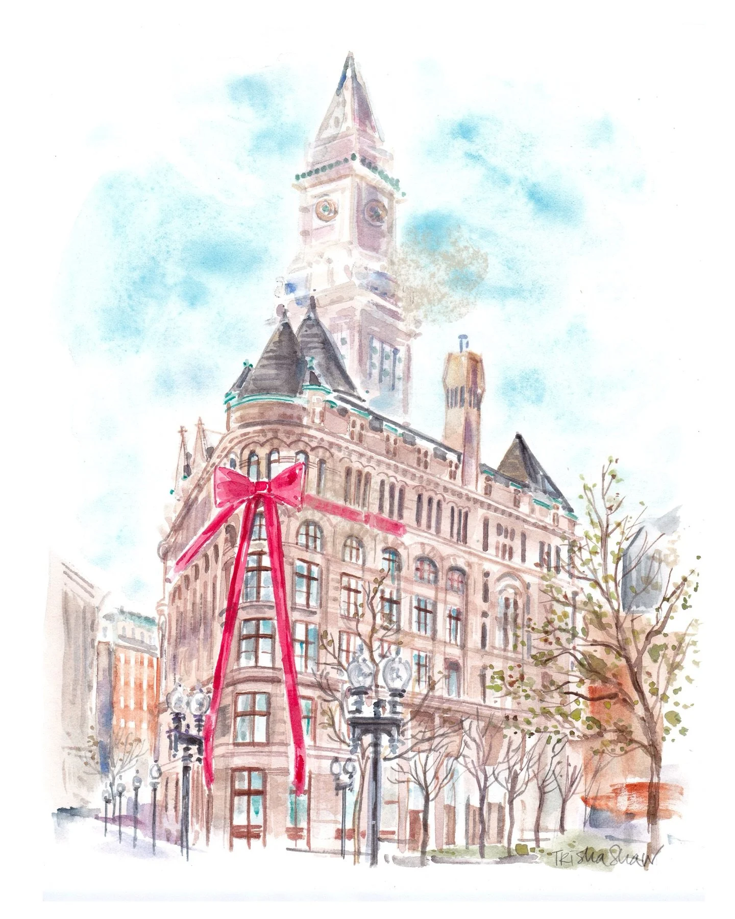 boston buildings showing holiday dress-up style 🎀 a classic! 🎁