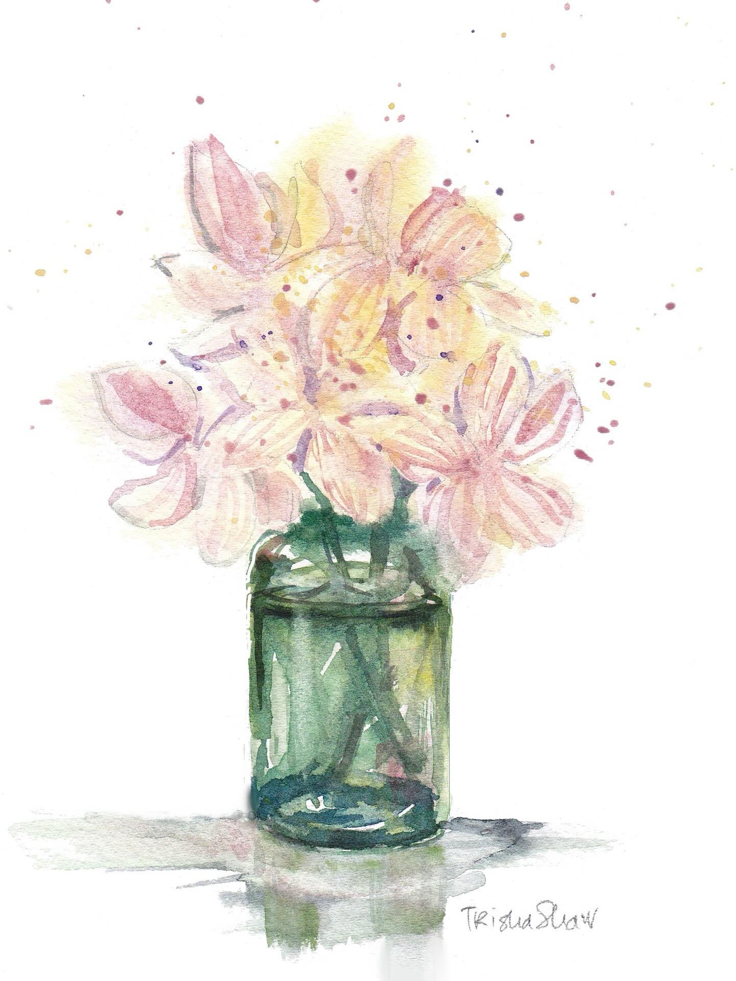 soft blooms sitting sweetly in a green vase 🌸💚🌸💚🌸