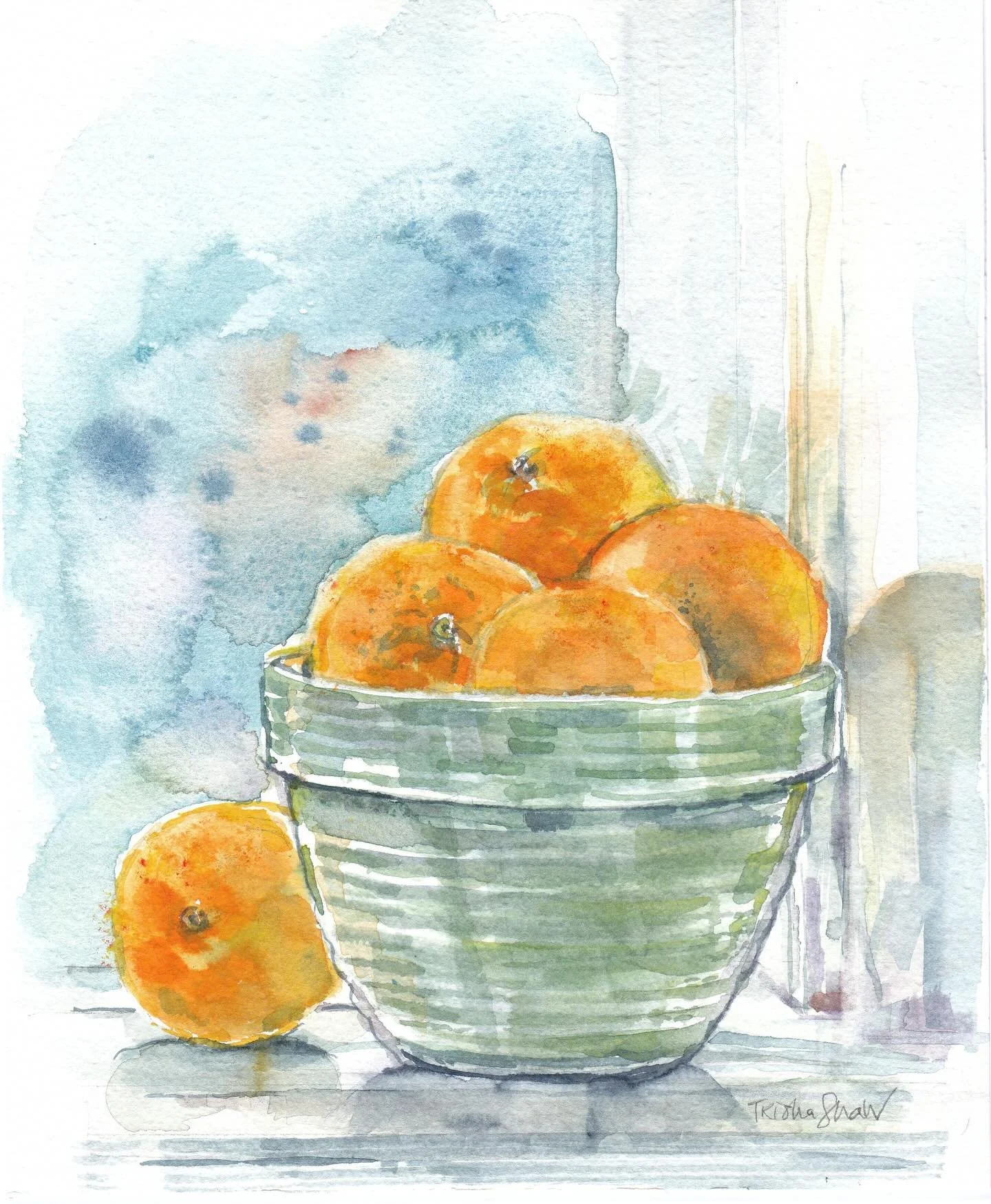 orange you happy it&rsquo;s friday again? 😎 such a simple, but lovely scene of bright citrus fruit in a pottery bowl 🧡💚🩵