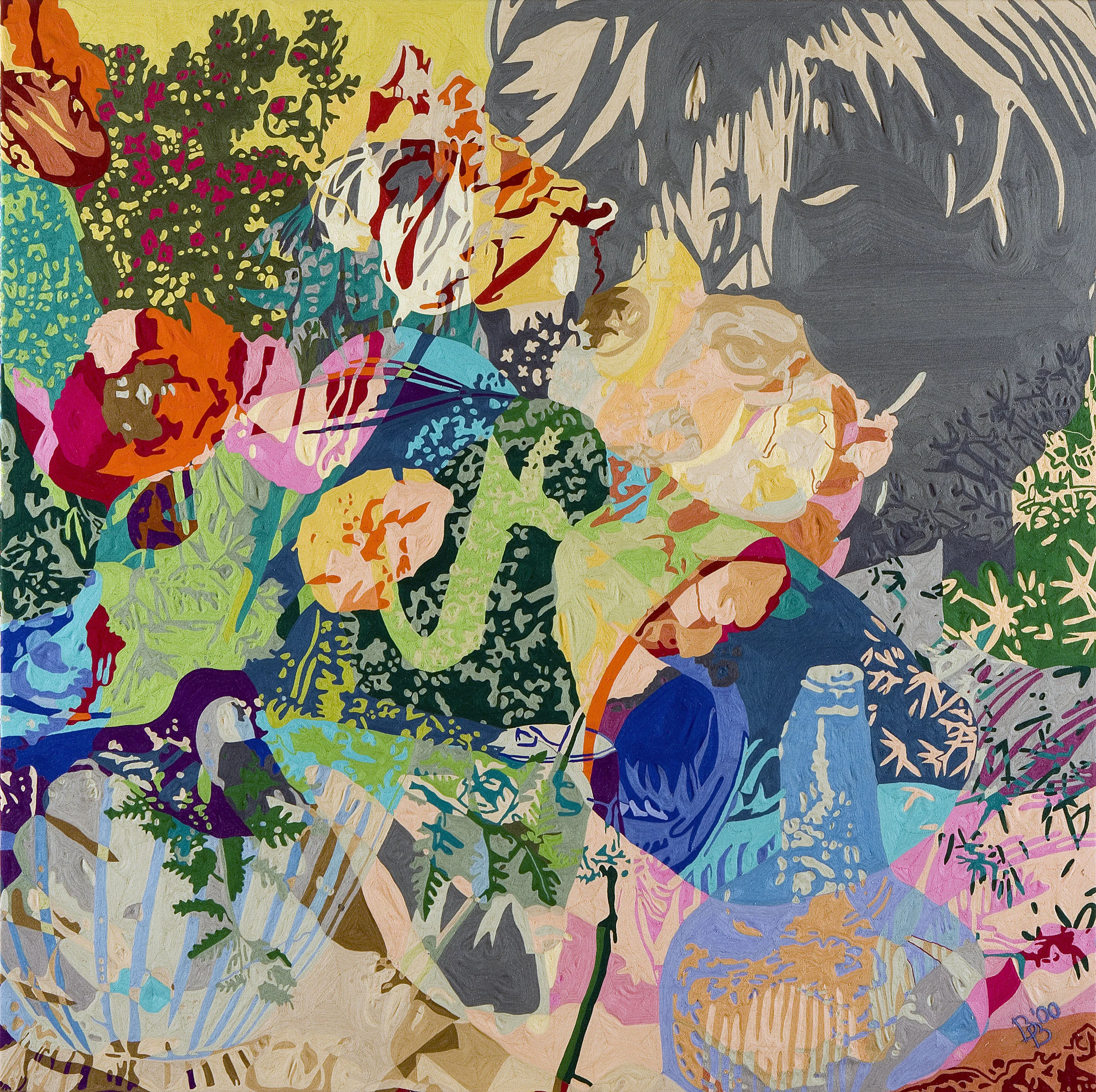Holland III, hand embroidered, 200 x 200 cm