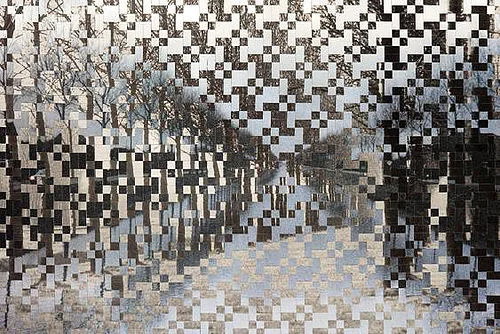 Dutch Landscapes, no. 4, 180 x 250 cm, Printed canvas, woven in strips, Edition of 5 pieces