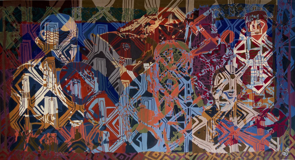 Suriname, hand embroidered cross-stitch, mercerised cotton, 280 x 520 cm