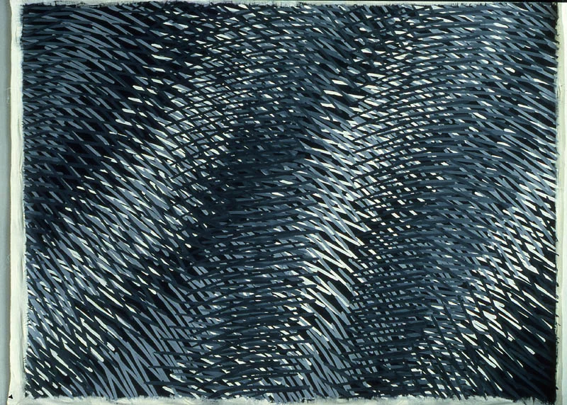 Stripes in black and white, acryl on canvas, 160 x 180 cm