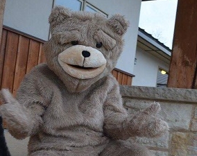 Laughing Bear says, "Come out and join us!"