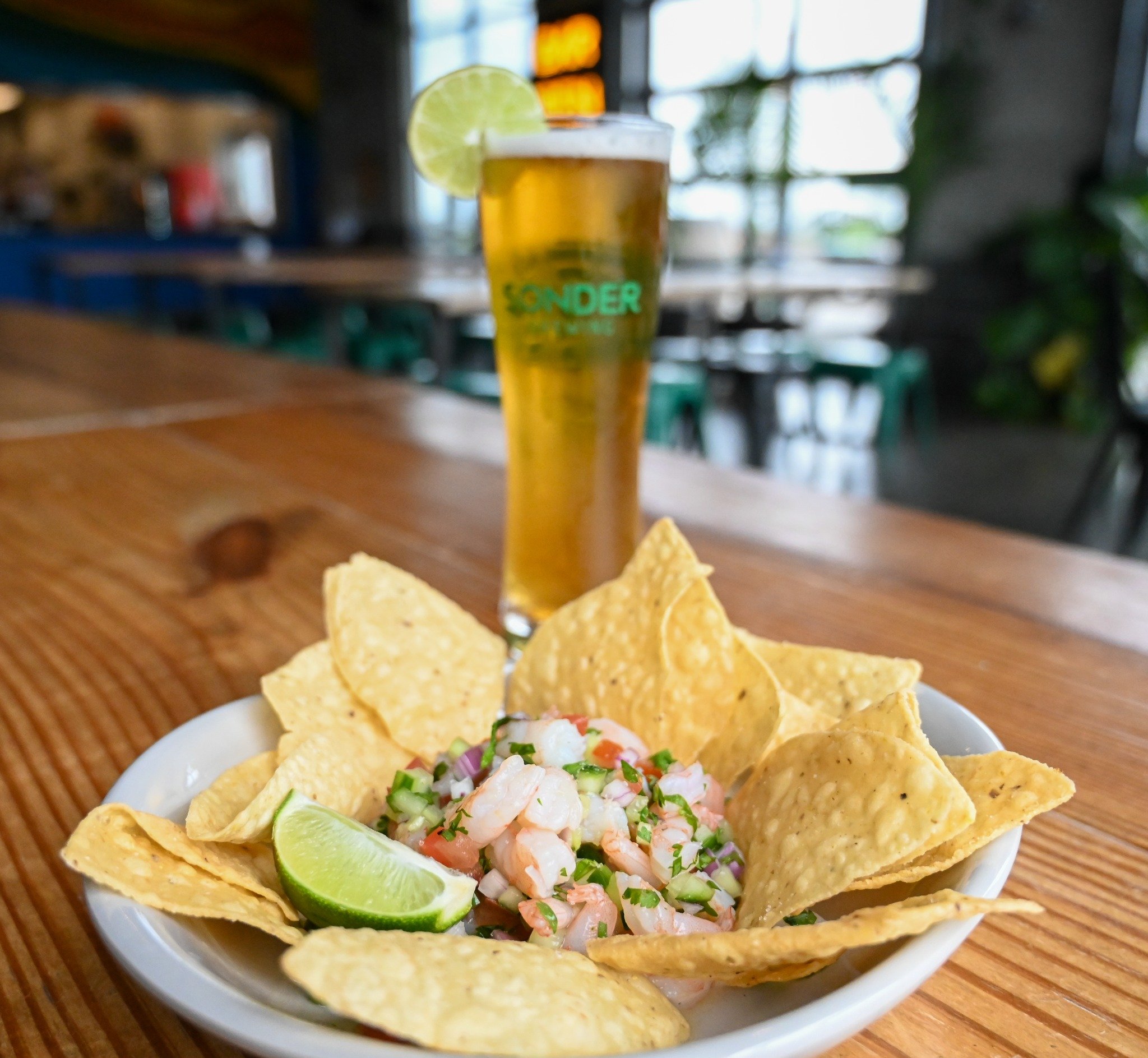 Our Uniquely Crafted Shareables are great for the table! The Ceviche is made with Shrimp, Jalape&ntilde;os, Cilantro, Red Onion, Avocado, Lime, Lemon, Orange Juice and Ponzu Sauce! Scoop with El Milagro Corn Tortillas and pair with a Lime Voss for th