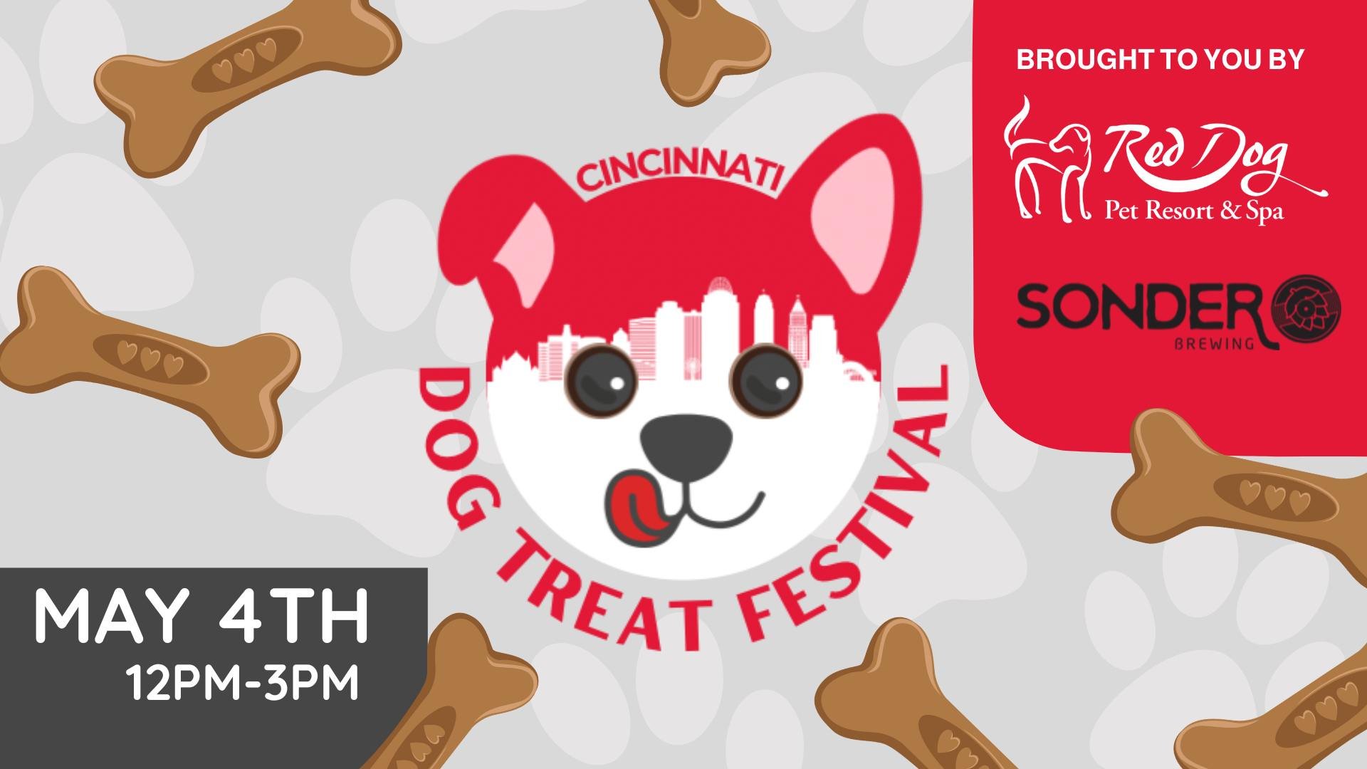 Join us next Saturday, May 4th, for the Cincinnati Dog Treat Festival! 🐾
Support local businesses while searching for your dog's most favorite treat!
There will be a wide variety of different treats and food available for sale, meet adoptable dogs a