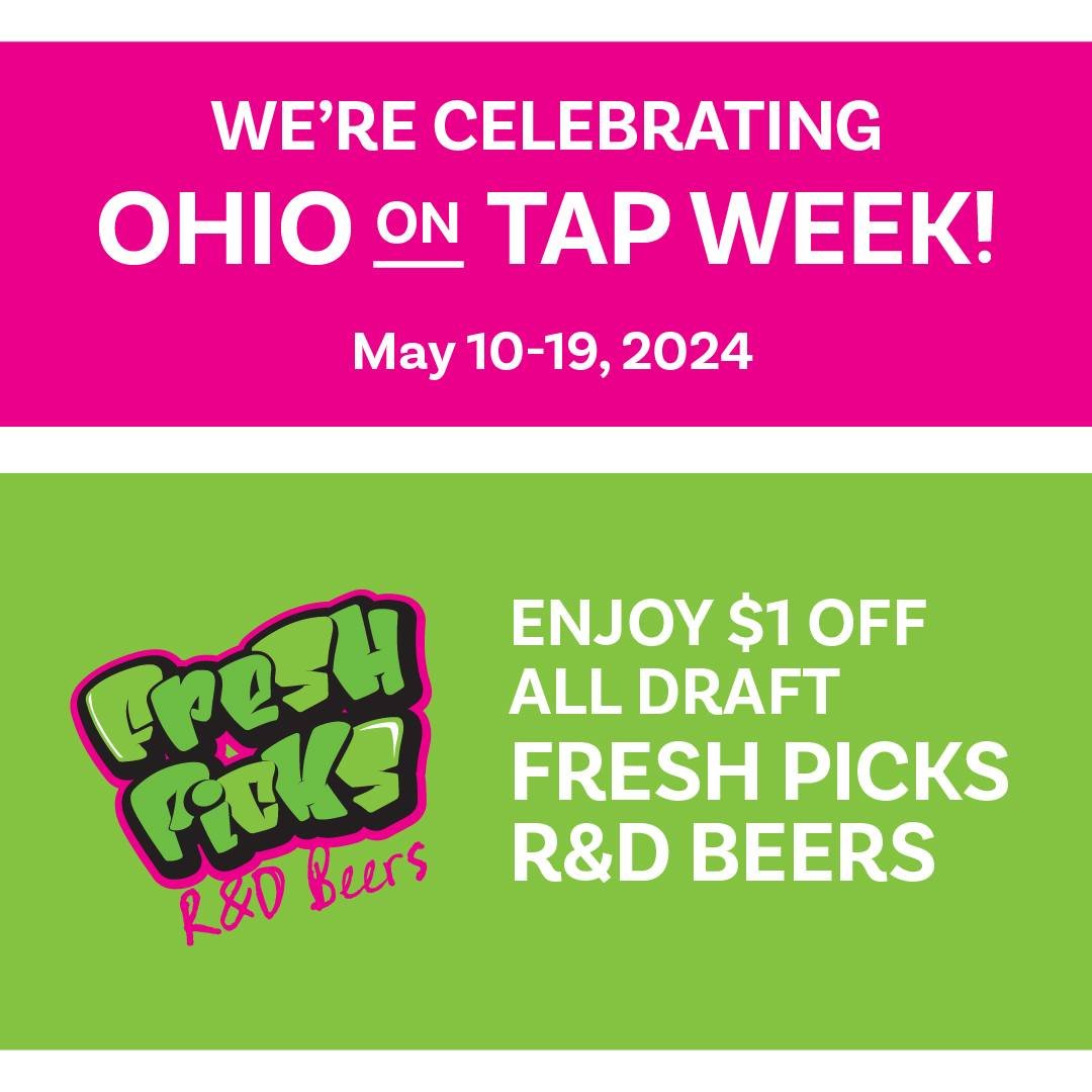 Celebrate Ohio On Tap week with us! Enjoy $1 off any draft Fresh Picks R&amp;D Beers! Available now until May 19th at the Mason Taproom &amp; Beer Garden only 🍻

#OhioOnTap #SonderBrewing #UniquelyCrafted