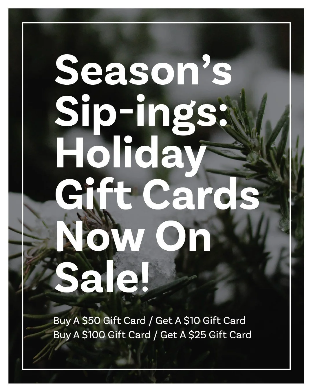 Holiday gift cards are officially on sale and they&rsquo;re the perfect way to share your love of great beer or treat yourself while you&rsquo;re shopping for others 😉

Buy a $50 gift card and get a $10 bonus.
Buy a $100 gift card and get a $25 bonu