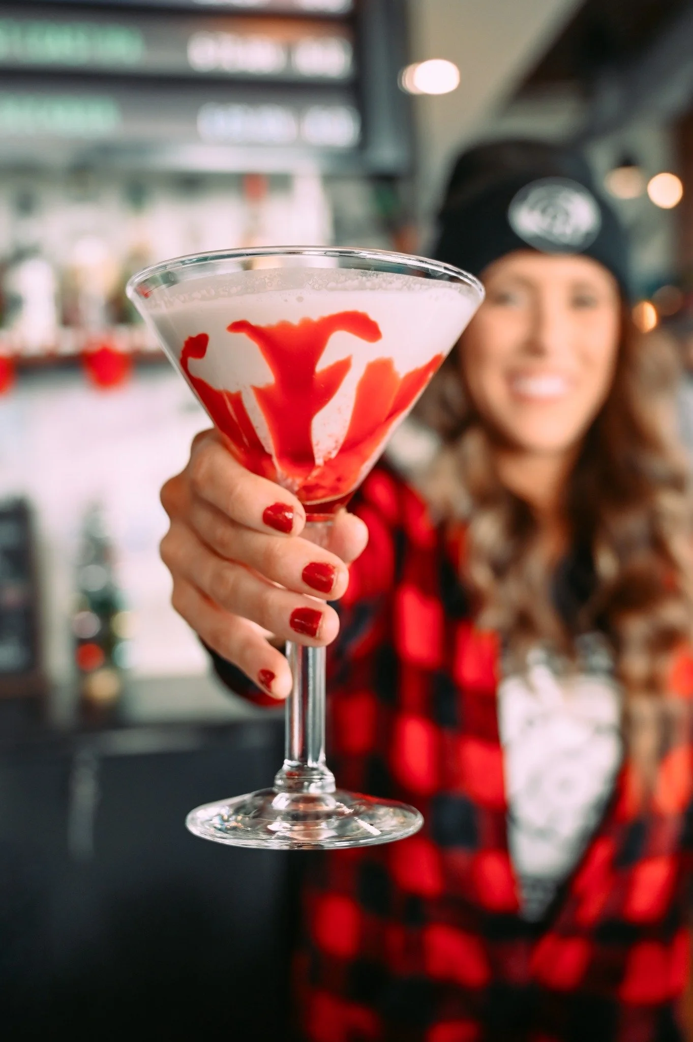 Treat yourself to our Raspberry Peanut Royale Martini! A sweet-and-savory dessert cocktail with peanut butter whiskey, raspberry liqueur, creamy richness, and a raspberry drizzle.
&bull;
Only available at our West Chester location. Cheers to checking