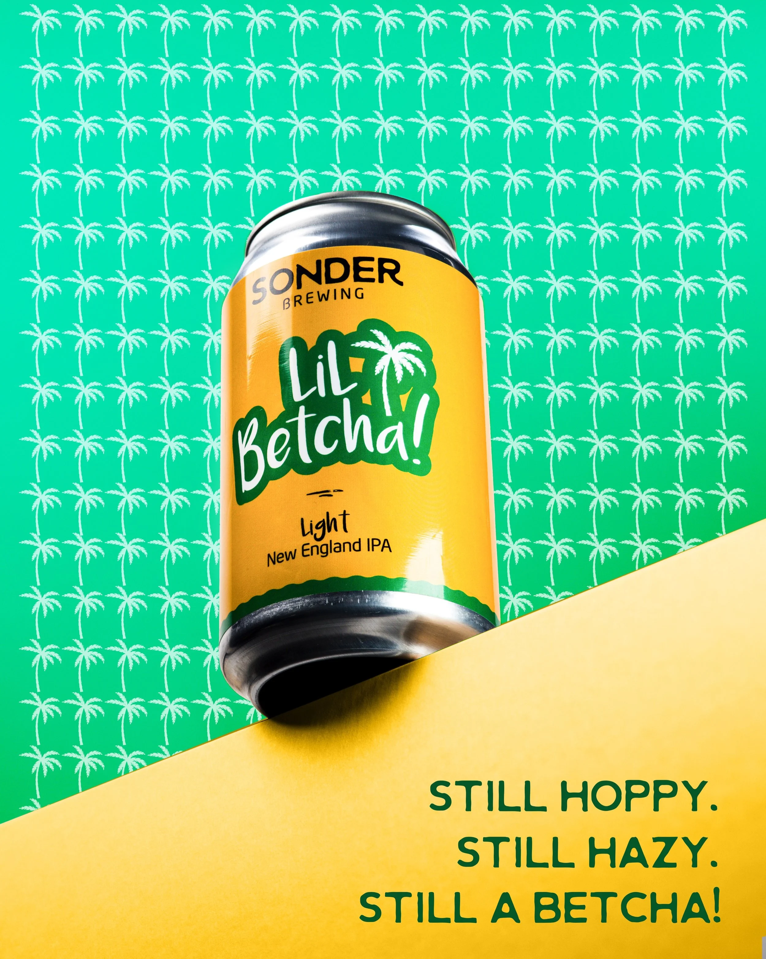 125 calories. Still hoppy, still hazy, still a Betcha! Proof that lighter doesn&rsquo;t mean less flavorful &mdash; grab one at the taproom! 

#sonder #sonderbrewing #lilbetcha #content