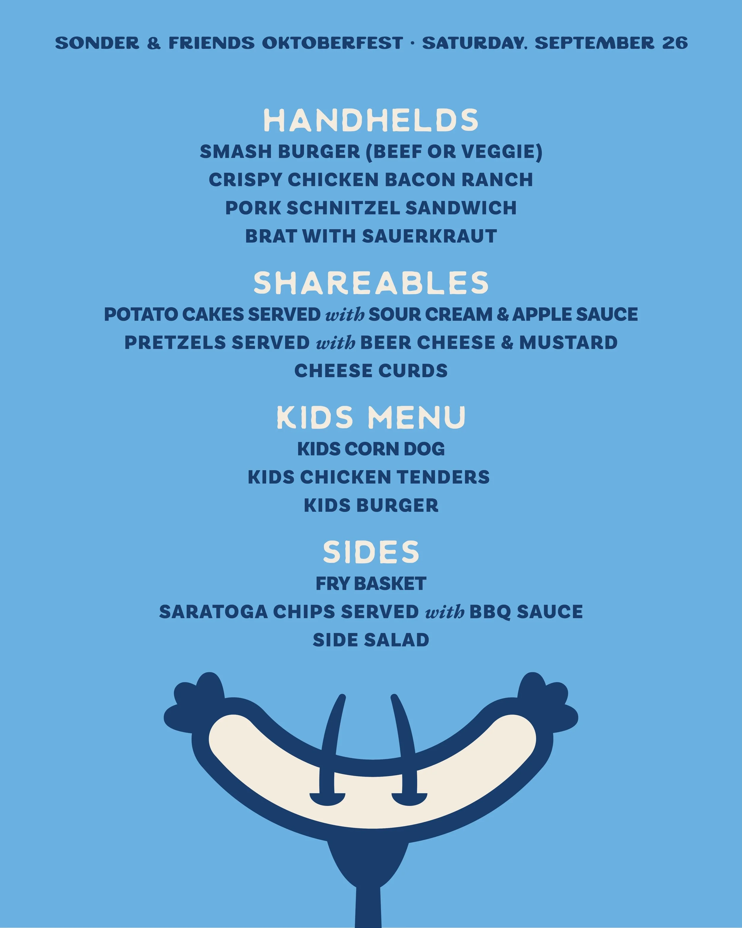 The food menu and beer tasting sheets for Sonder &amp; Friends Oktoberfest are here! From Pork Schnitzel Sandwiches to Pretzels with Beer Cheese, we&rsquo;ve got the perfect spread to pair alongside our Oktoberfest brews. If you&rsquo;re a M&auml;rze