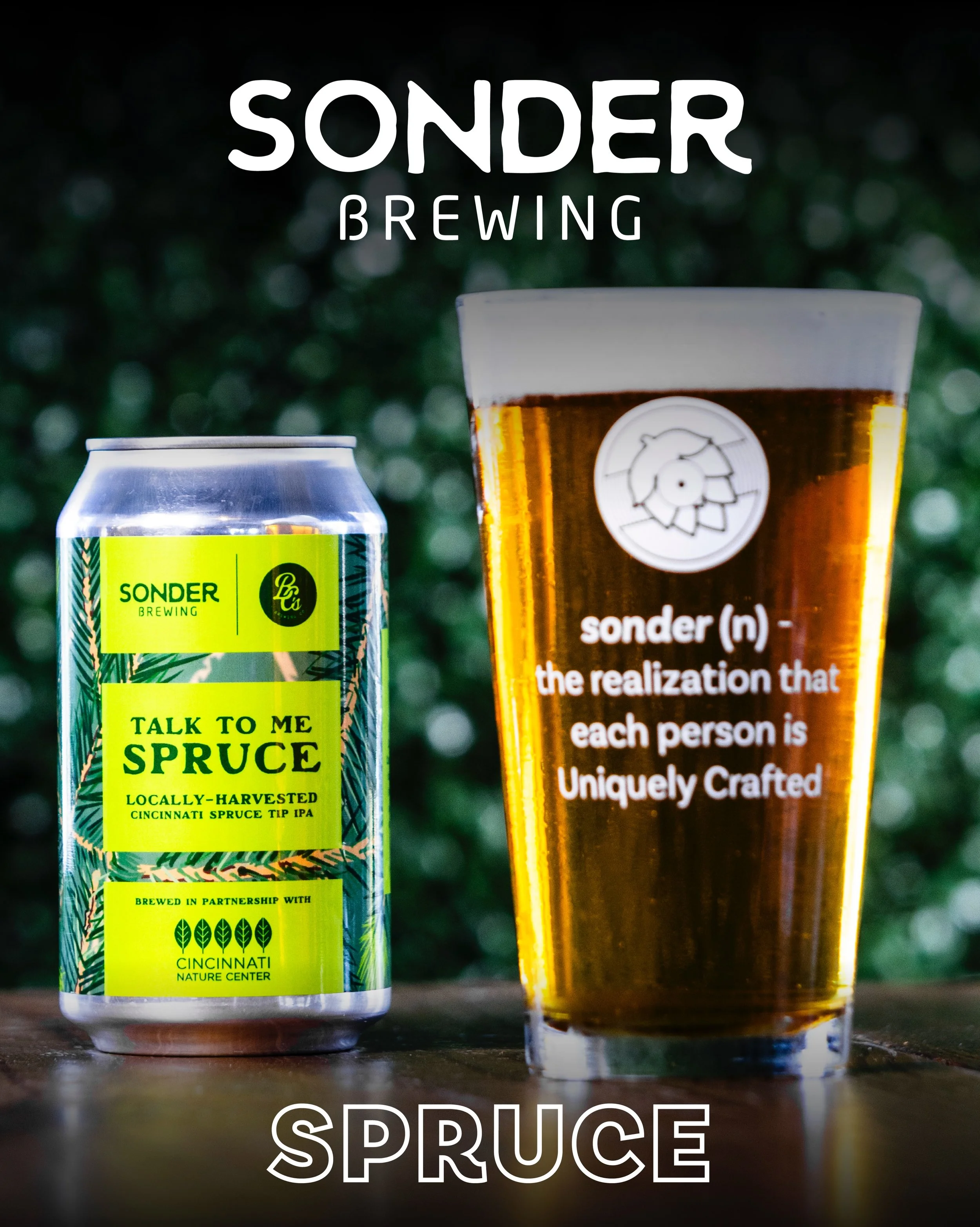 Talk To Me Spruce is here! This collaboration with BC&rsquo;s Brewing Company and the Cincinnati Nature Center features locally-harvested spruce tips, Cascade and Chinook hops, and caramel rye malt for a fresh, woodsy, and unmistakably Cincinnati bee