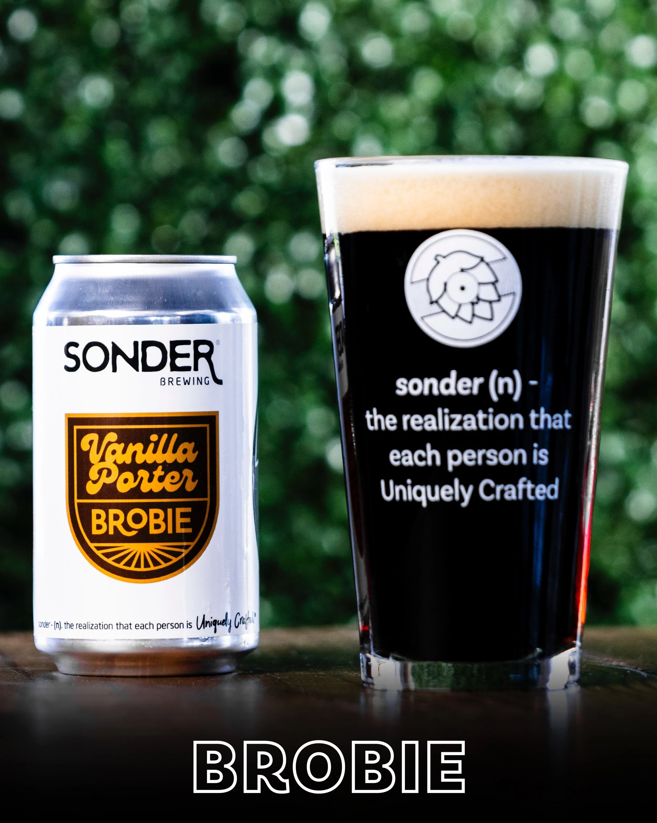 Brobie: Vanilla Porter - 6.2% ABV. A classic American porter with soft vanilla notes!

#sonder #sonderbrewing #beer #release #creative
