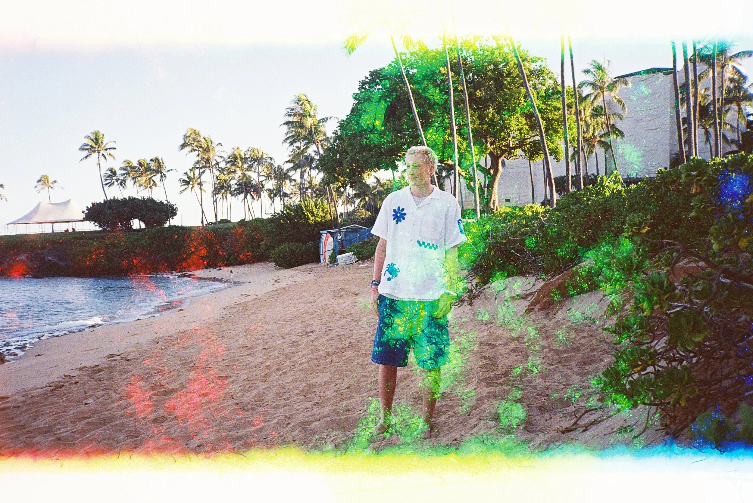 A colorful rainbow senior film photo in Kapalua Maui.