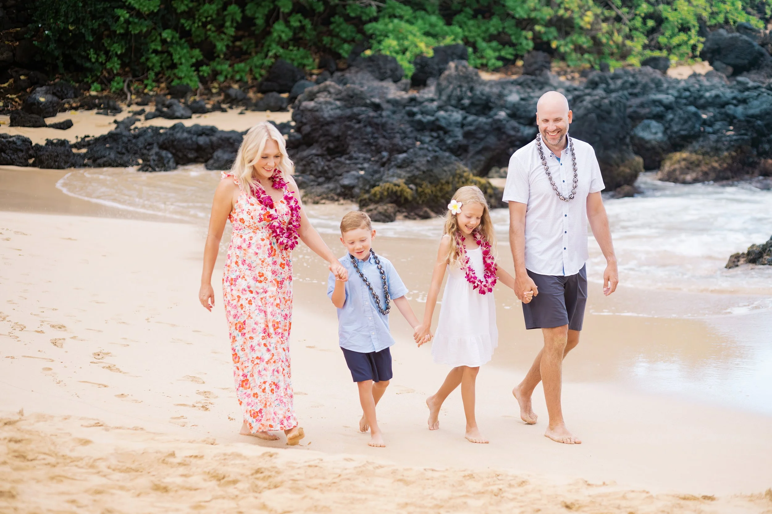 Tropical family portraits at Makena Cove Beach