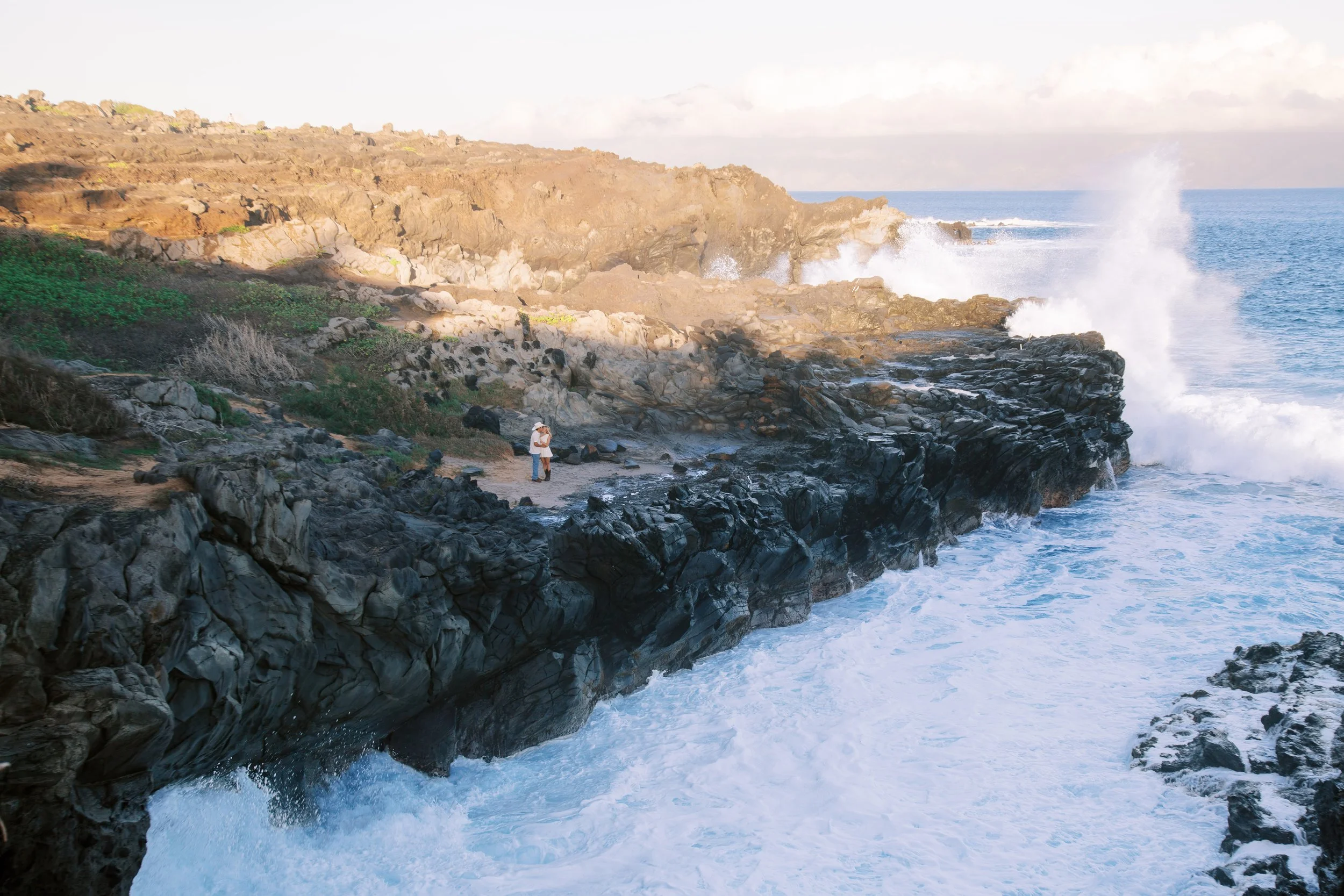 Maui engagement photographer with natural light and ocean backdrop.