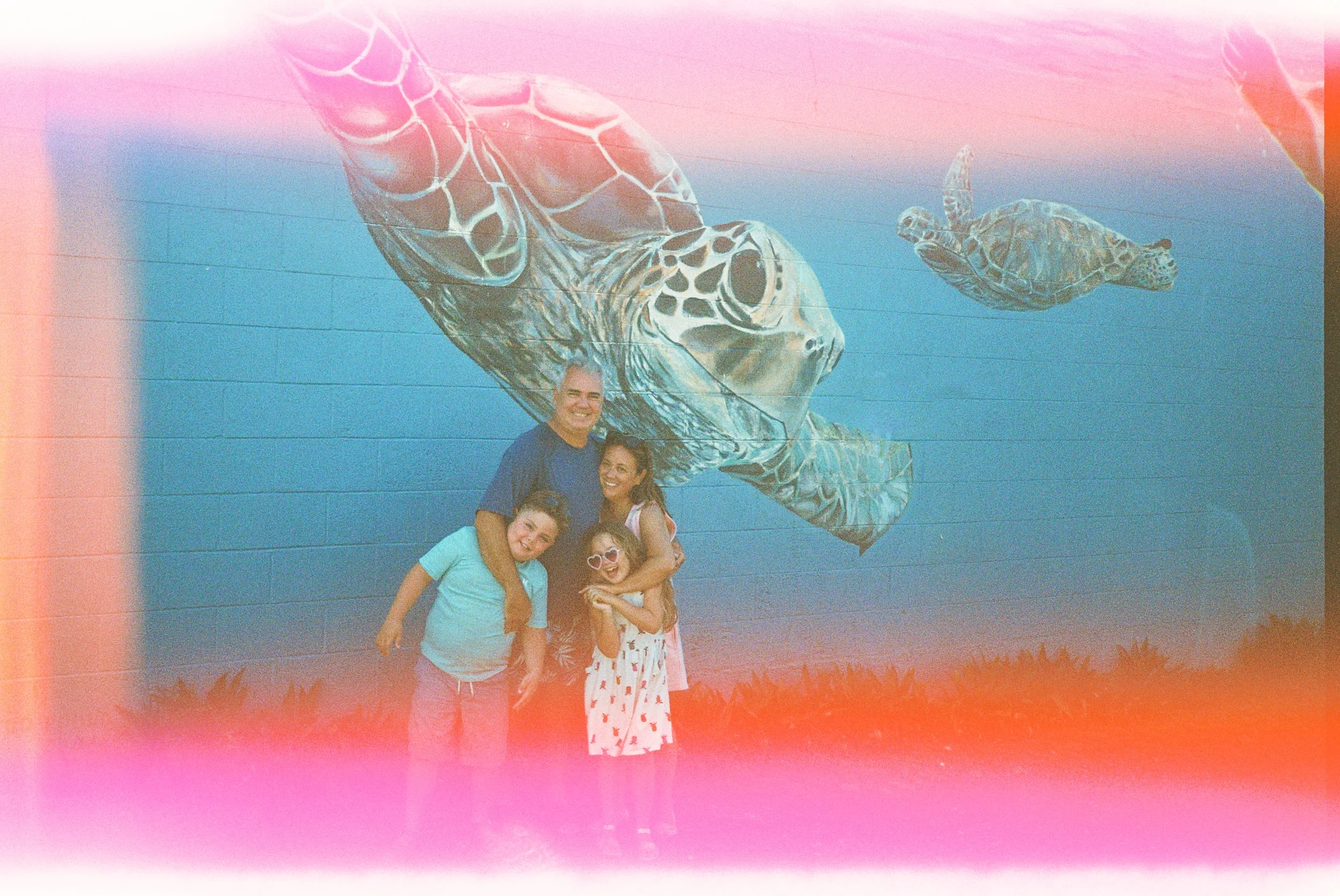 Family enjoying Paia during a film photography session in Maui.