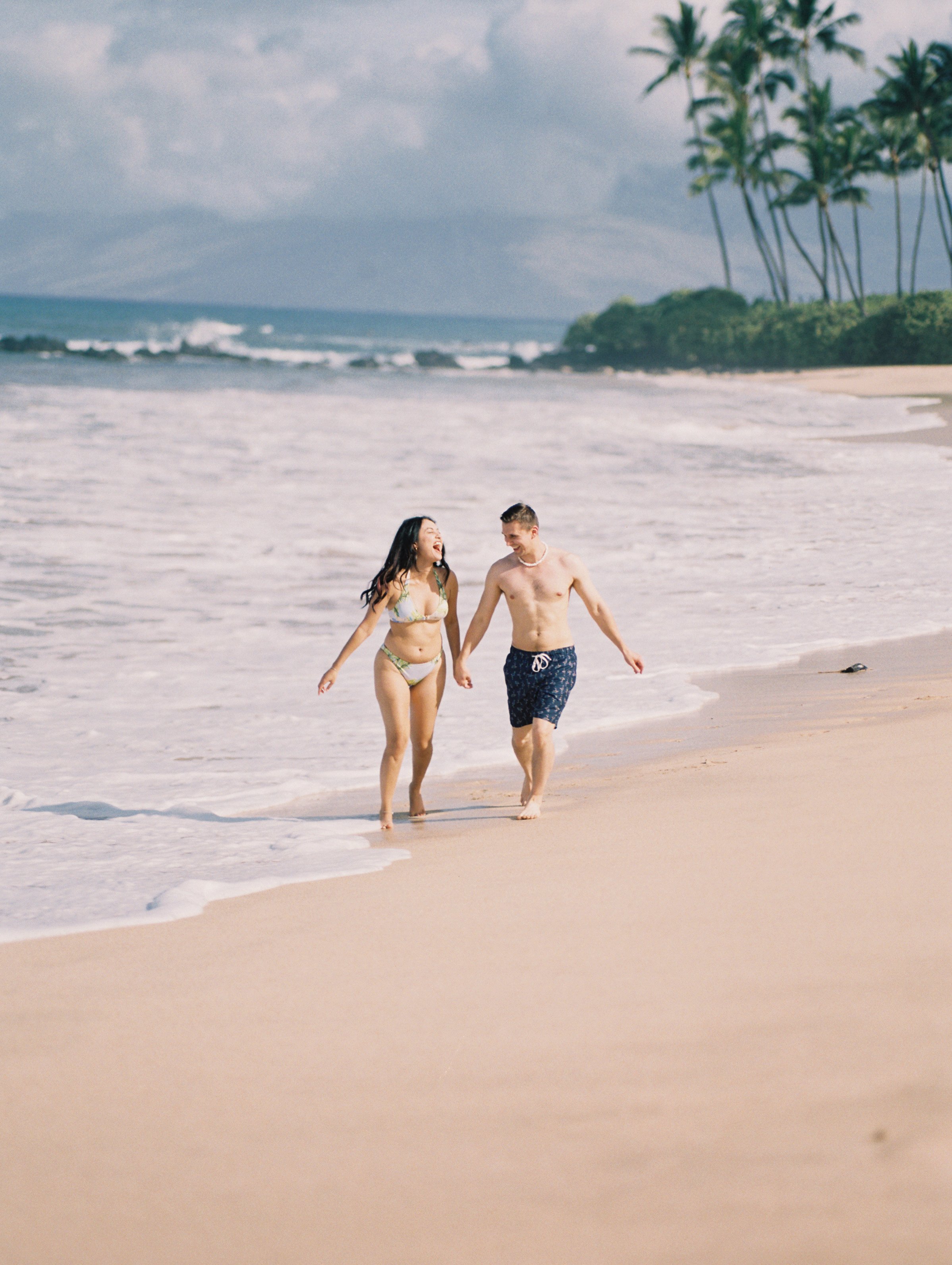 Maui couples film photographer timeless beach portraits in Hawaii