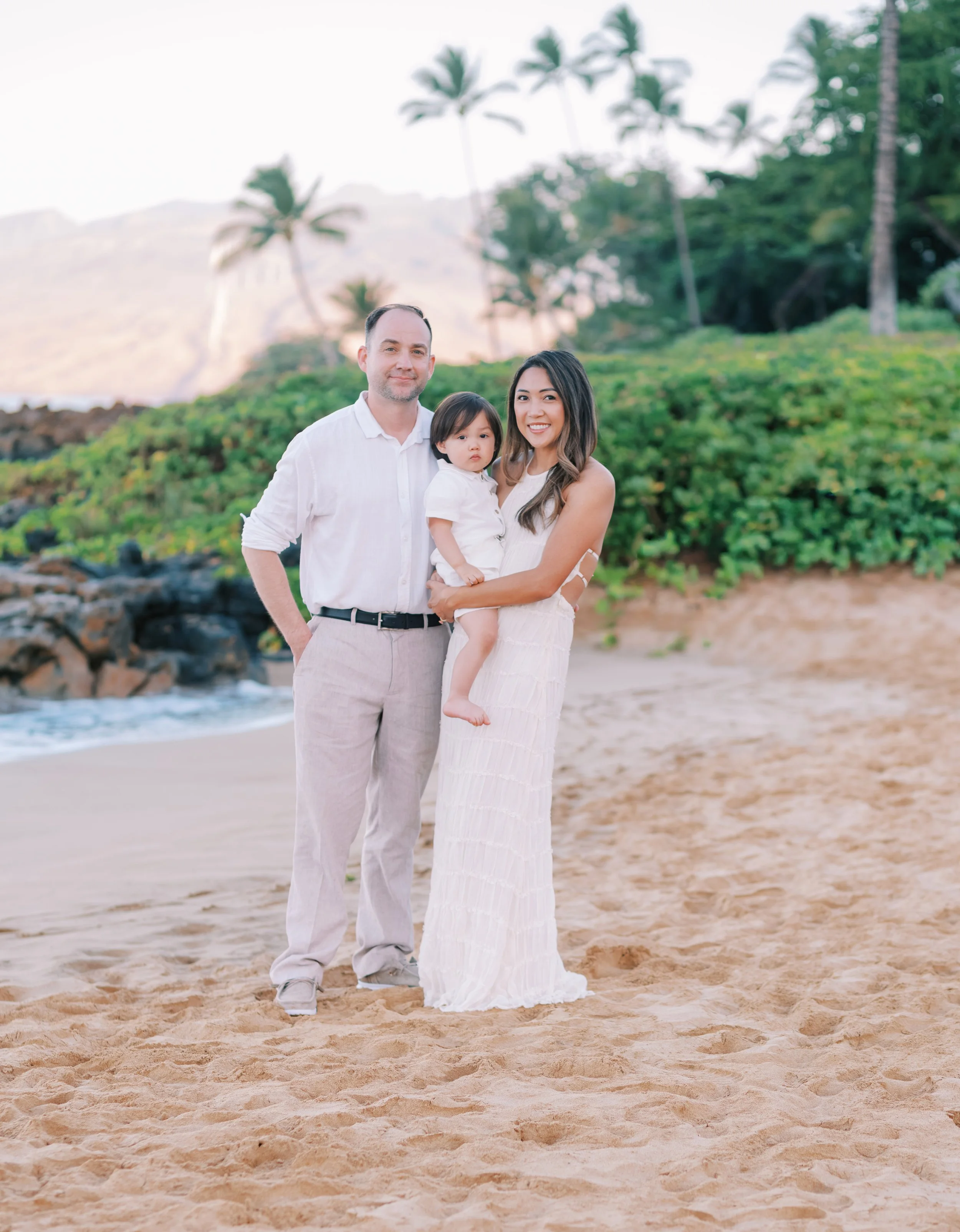 Family portraits at Wailea Beach during a Grand Wailea vacation.