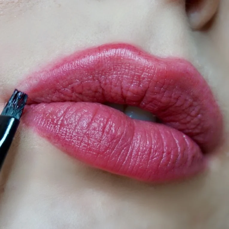 Applying with a small ELF angle brush, 'Bruise' Sheer Vice lipstick by Urban Decay Cosmetics