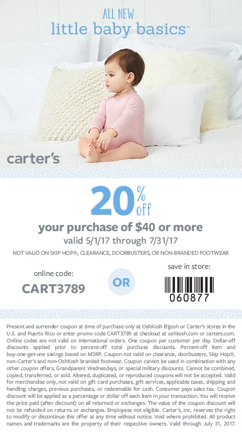 carters 20% off coupon 2017