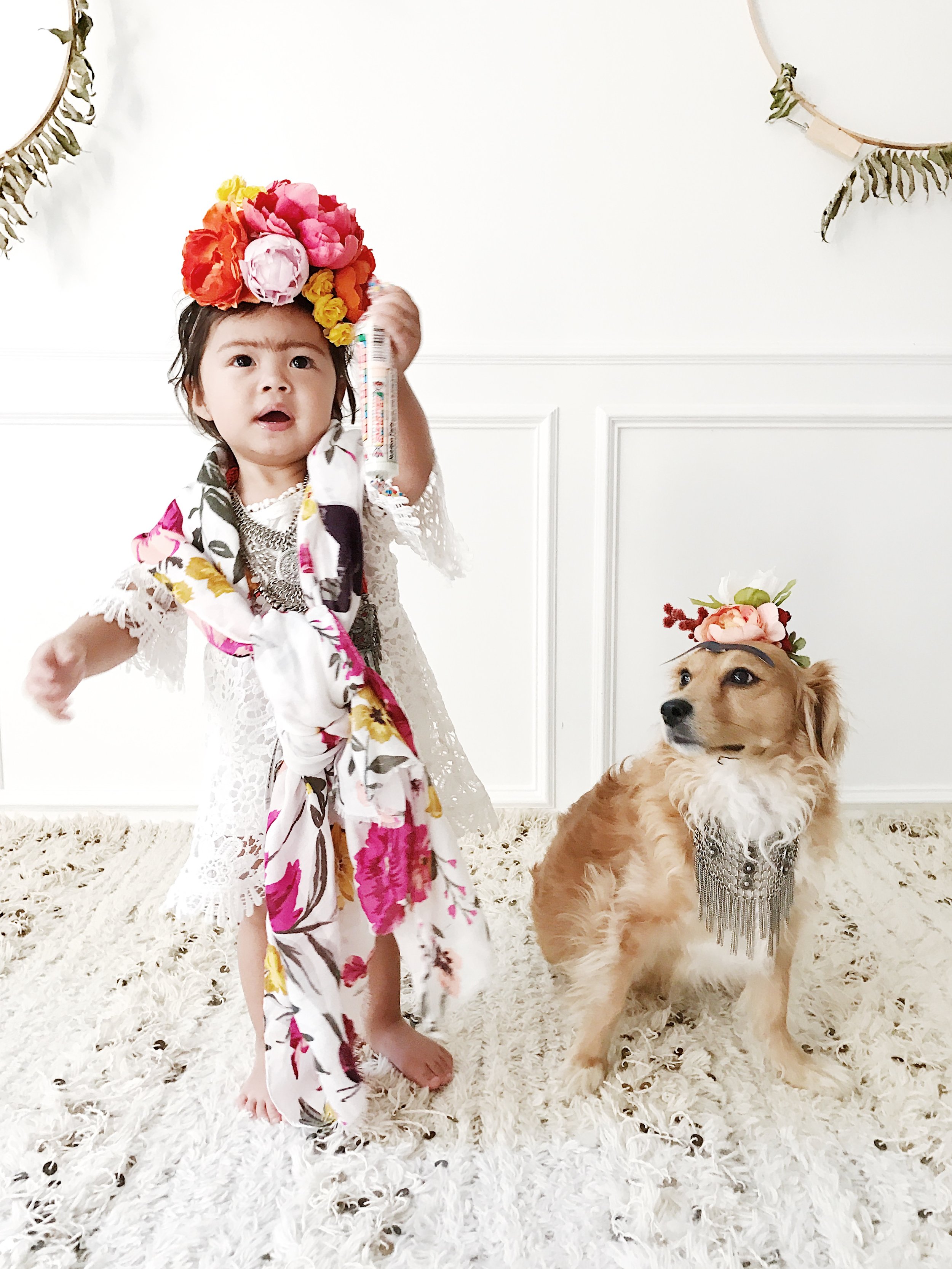 DIY Frida Kahlo Kids Costume plus DIY Silk Flower Crown with Smarties Candy  Company — JOYFULLY GREEN