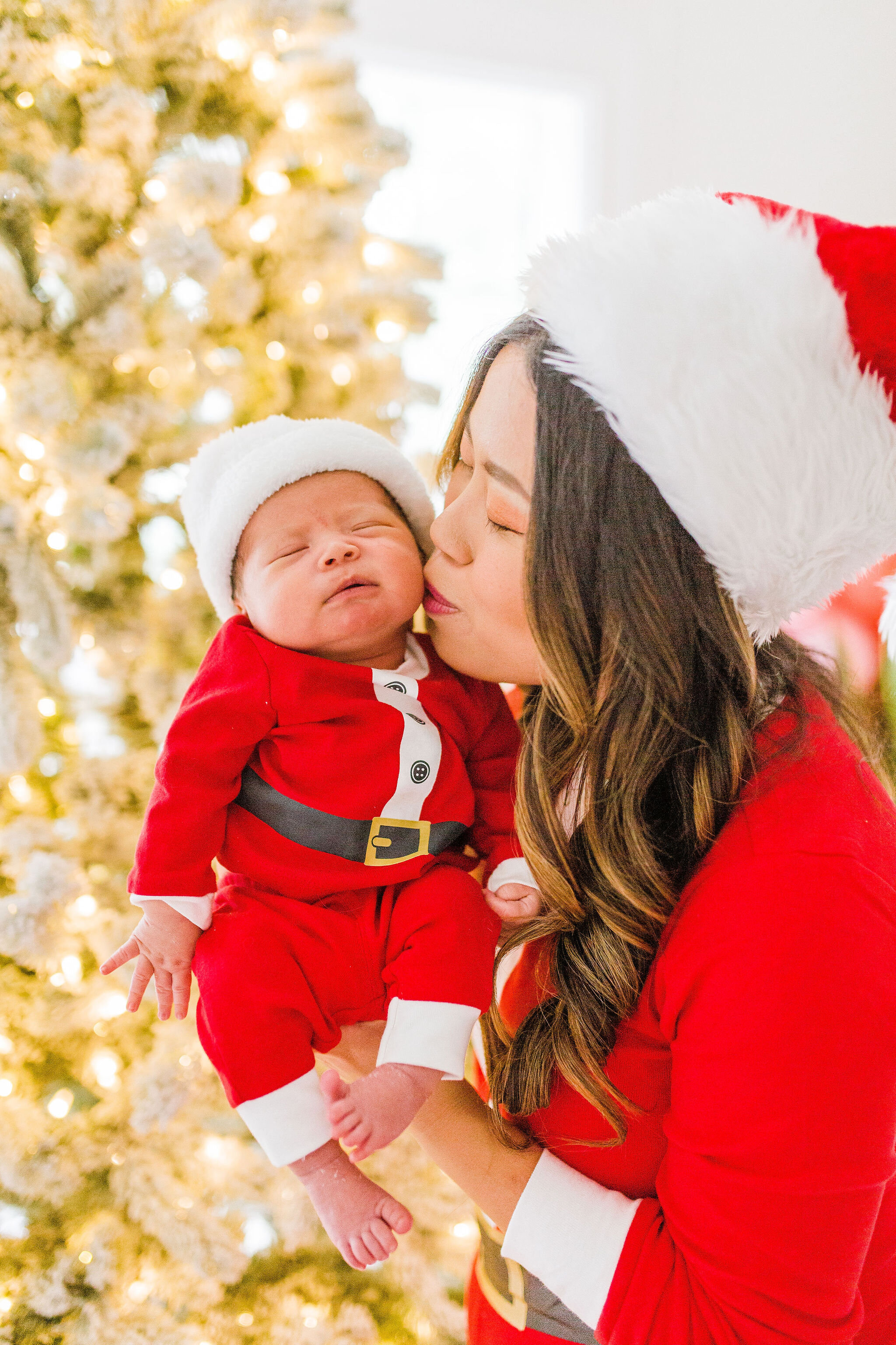 Matching Santa Christmas Family PJs Twinning Holiday Pictures