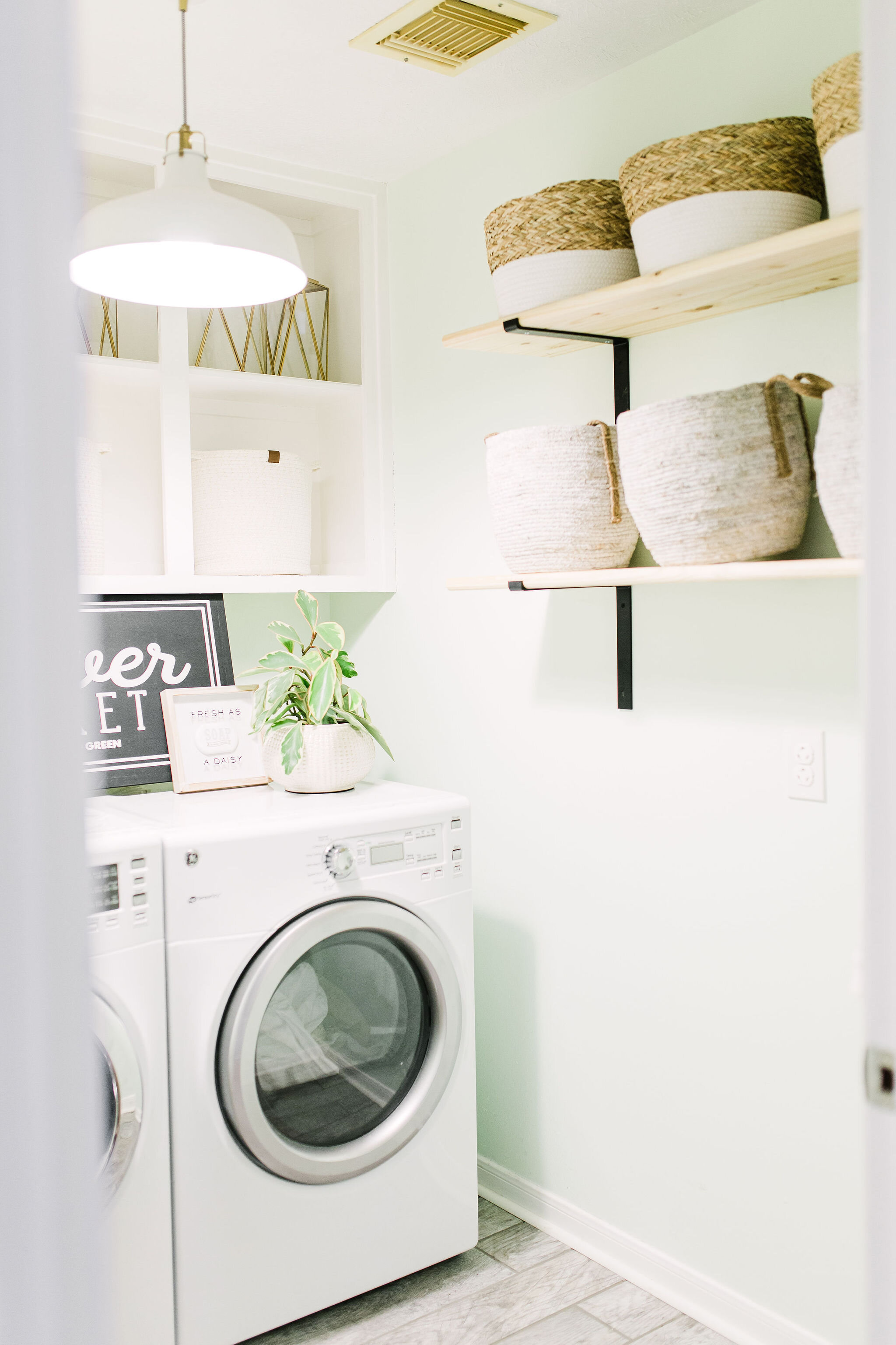 Laundry Room Make Over Transformation with DIY Shelving