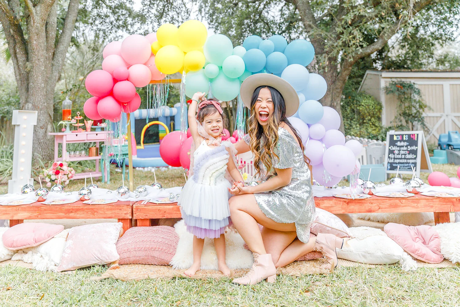 Trolls Inspired Rainbow Glitter Disco Kids Backyard Birthday Party   JOYFULLY GREEN