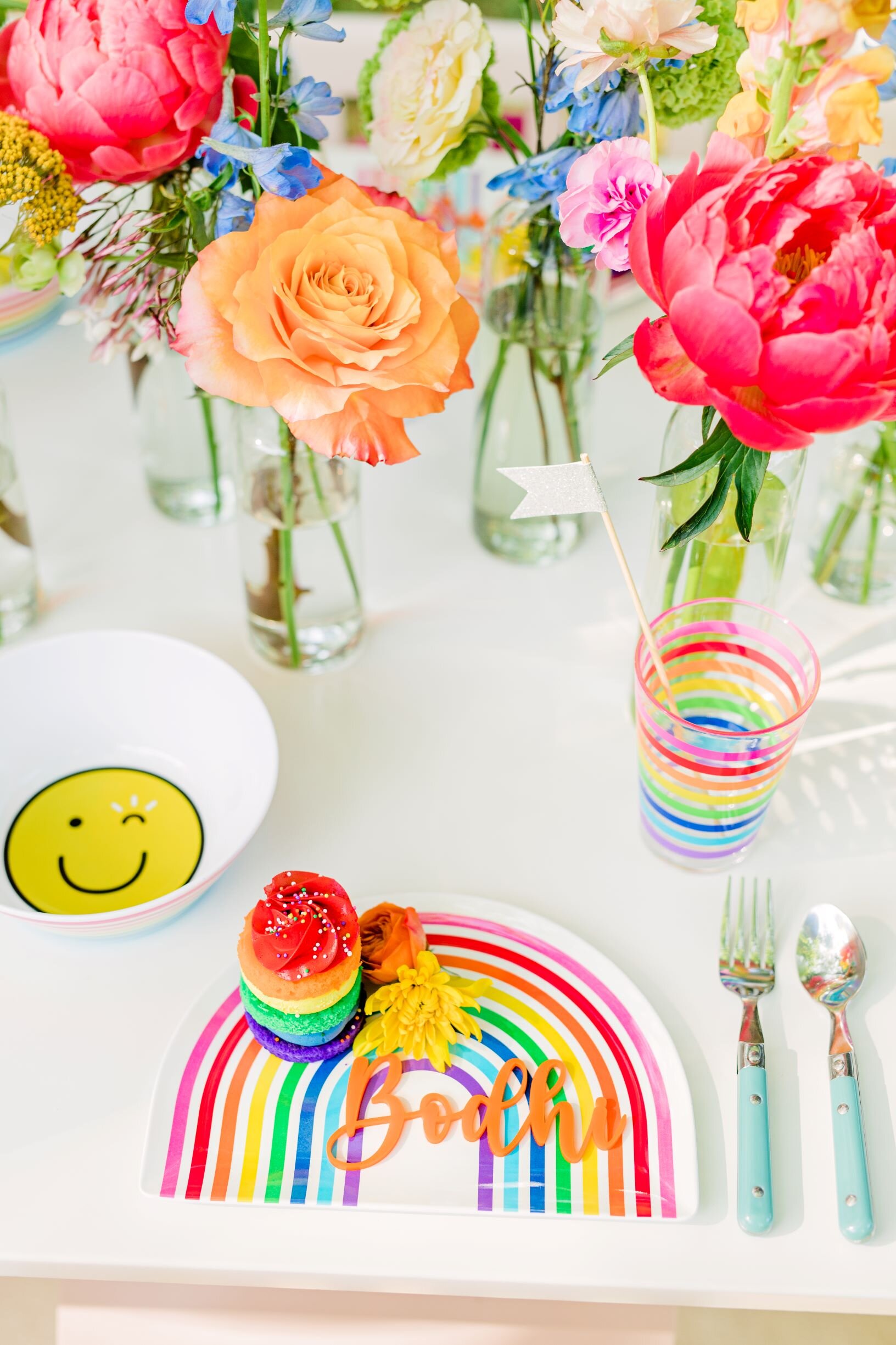 Summer Rainbow Kid Picnic Table Setting