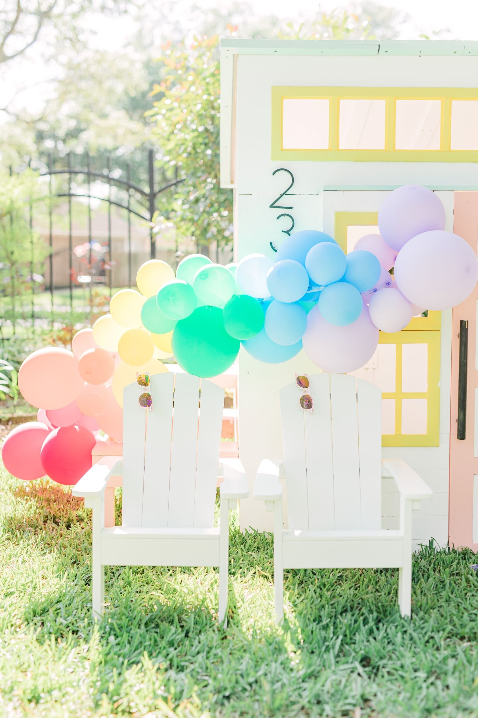 Summer Rainbow Kid Styled Backyard Pretend Cute Playhouse DIY Makeover Repaint