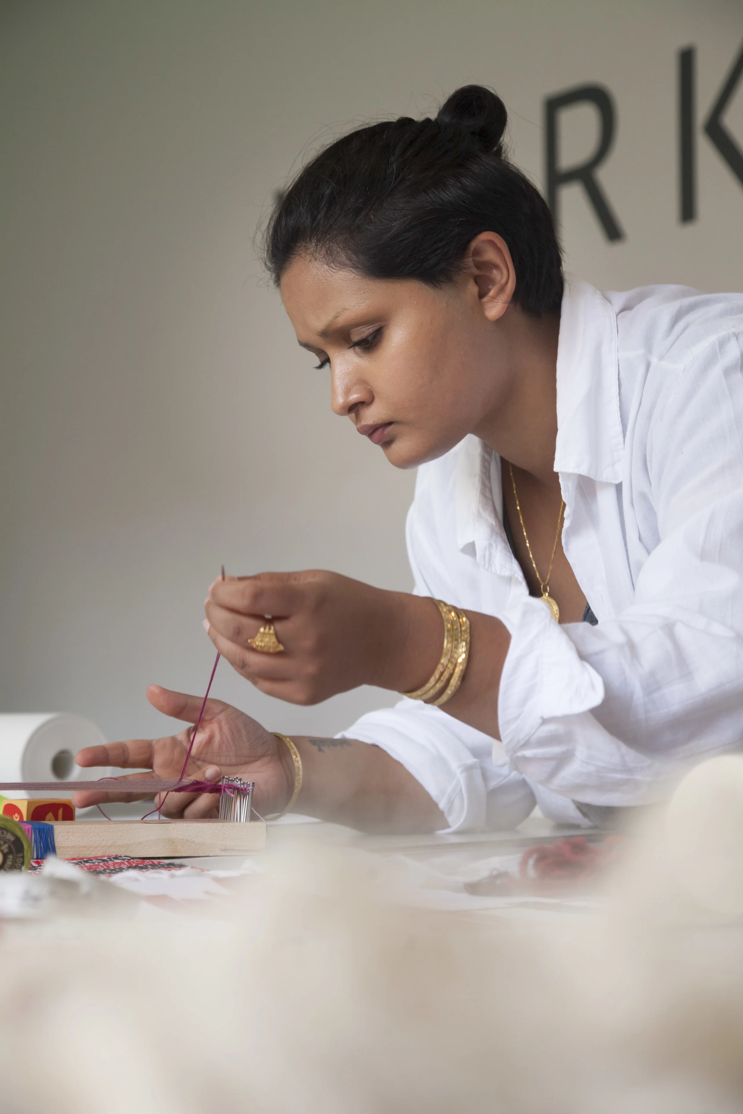 Artist at work at Whitworth Art Gallery
