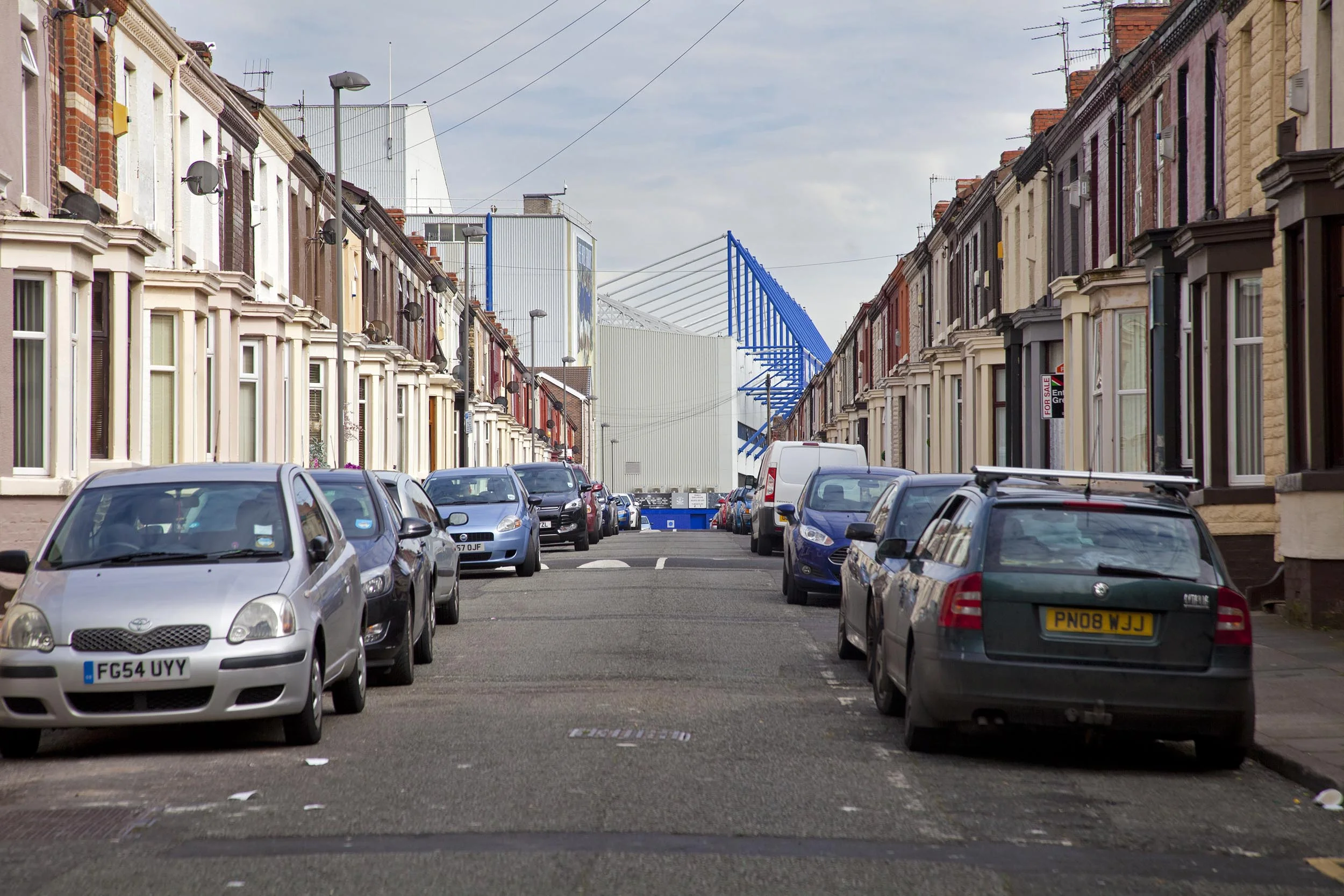 View down terrace street of Goodison Park, Liverpool - Documentary Photography