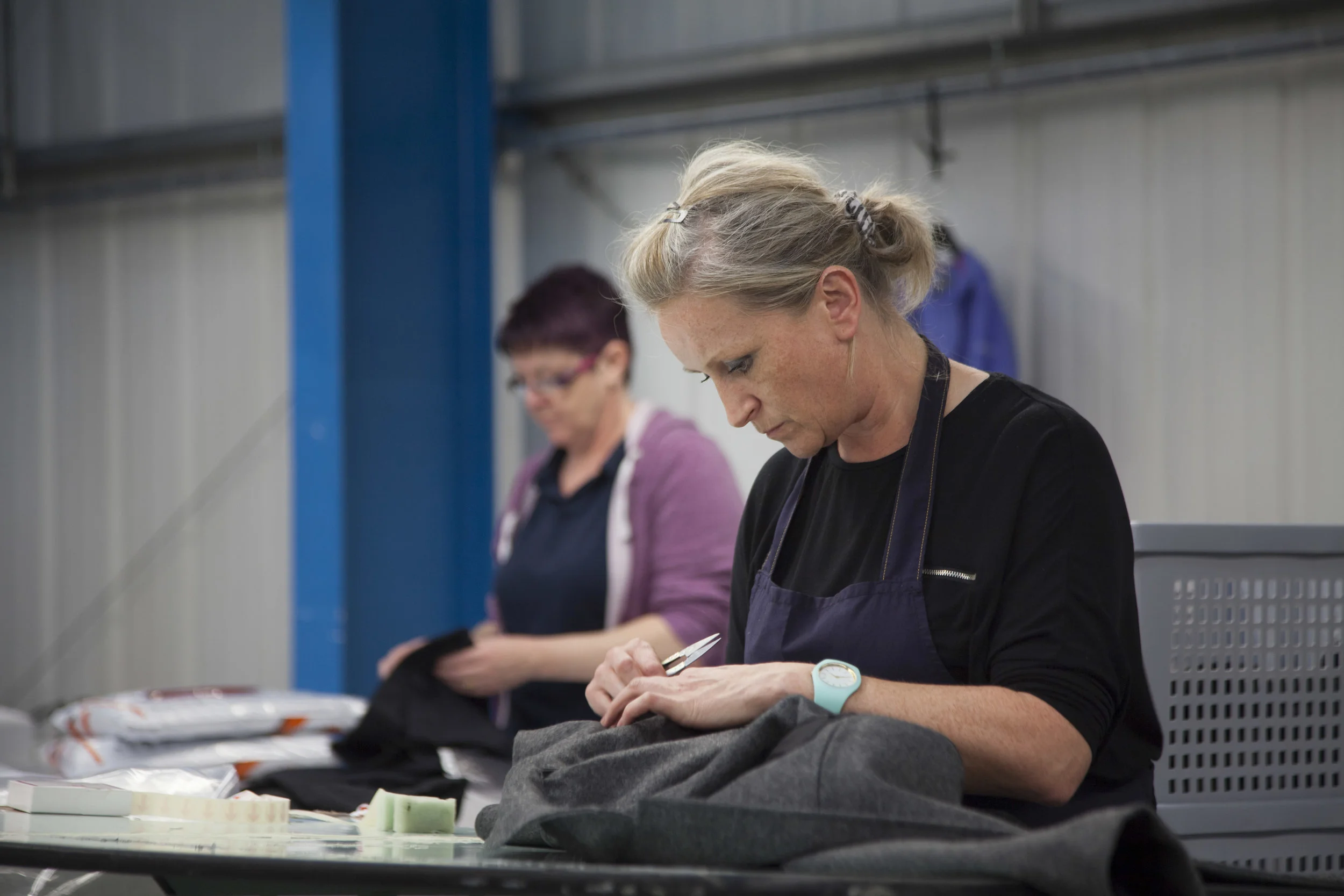  A documentary photograph of work taking place at the Cookson Clegg factory, Lancashire.  Part of a commercial photography commission for Finisterre 