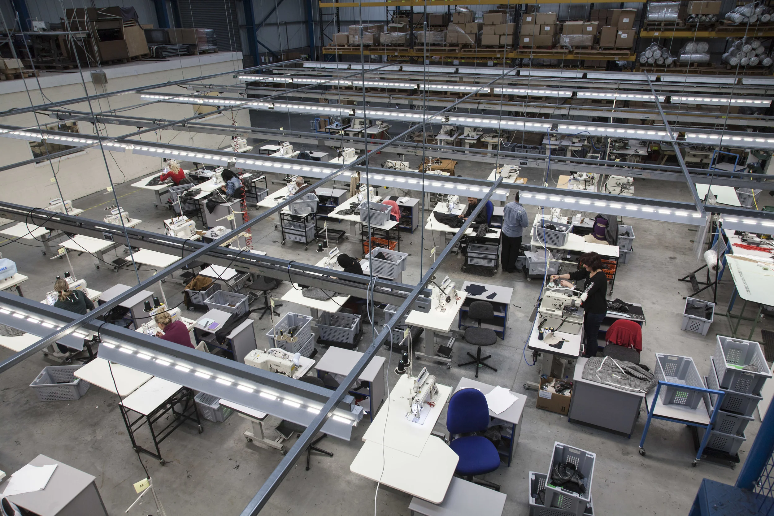 A documentary photograph of work taking place at the Cookson Clegg factory, Lancashire. Part of a commercial photography commission for Finisterre