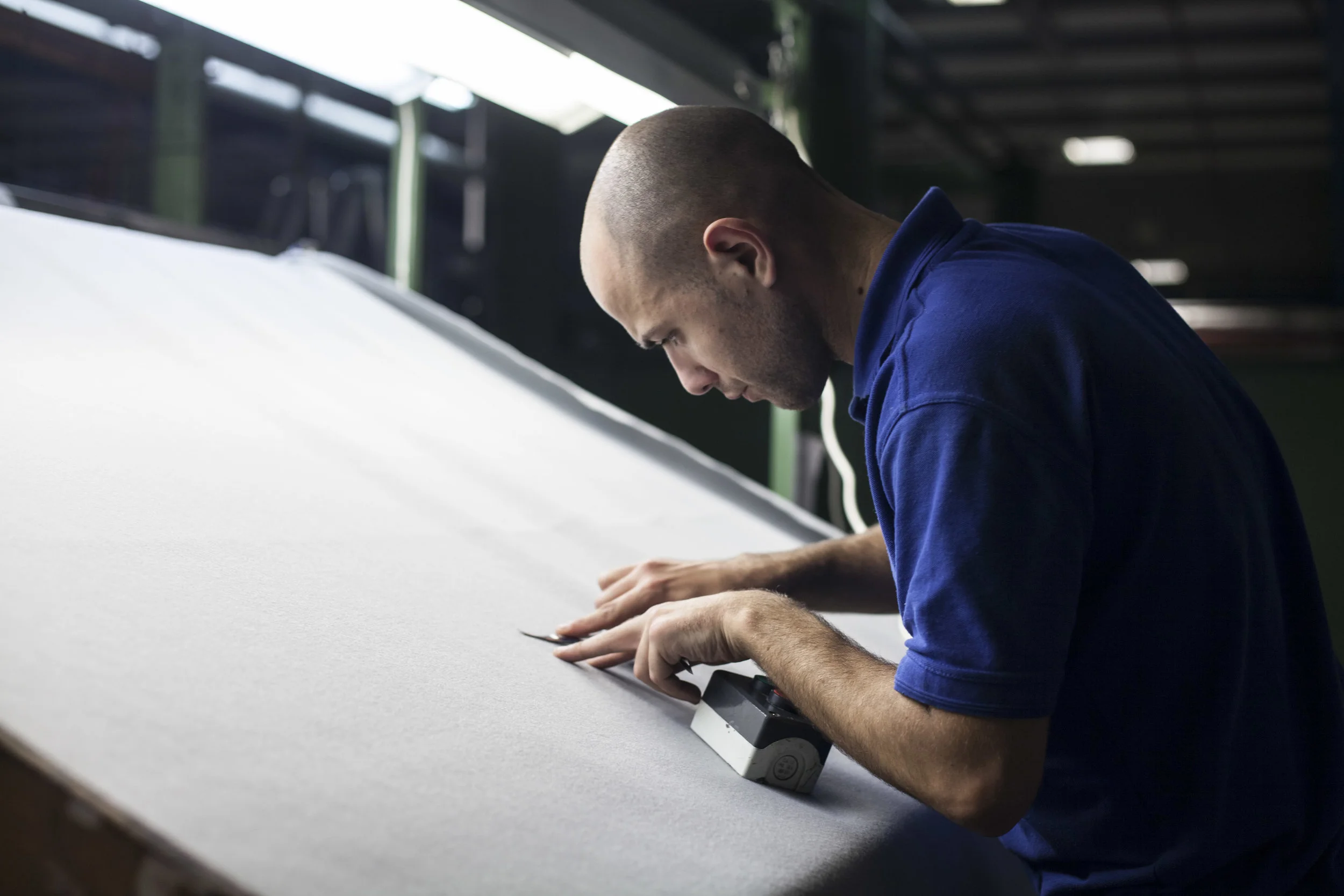  A documentary photograph of work taking place at the Cookson Clegg factory, Lancashire.  Part of a commercial photography commission for Finisterre 