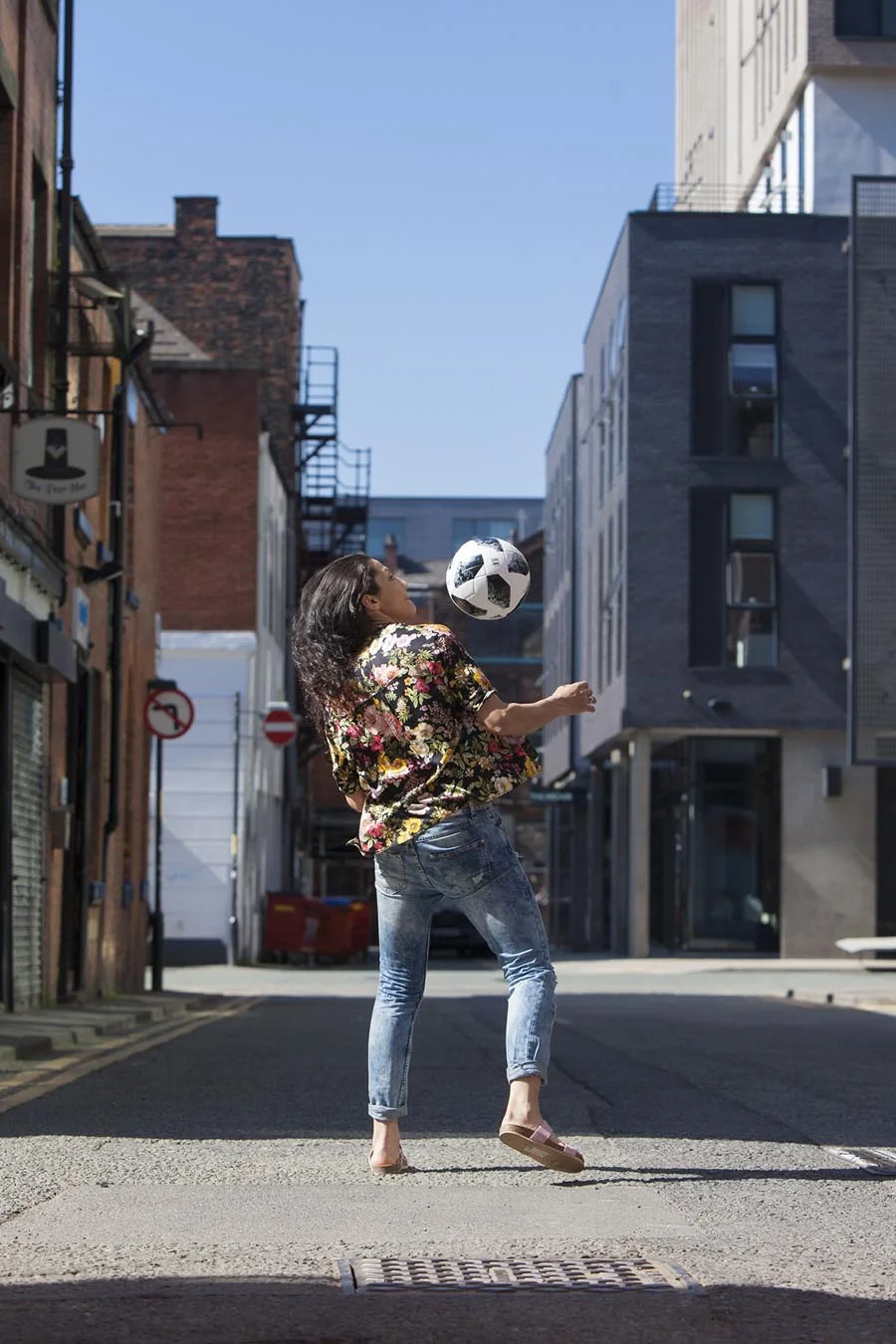 A portrait photograph of footballer Nadia Nadim. Photographed for Scandinavian Airlines