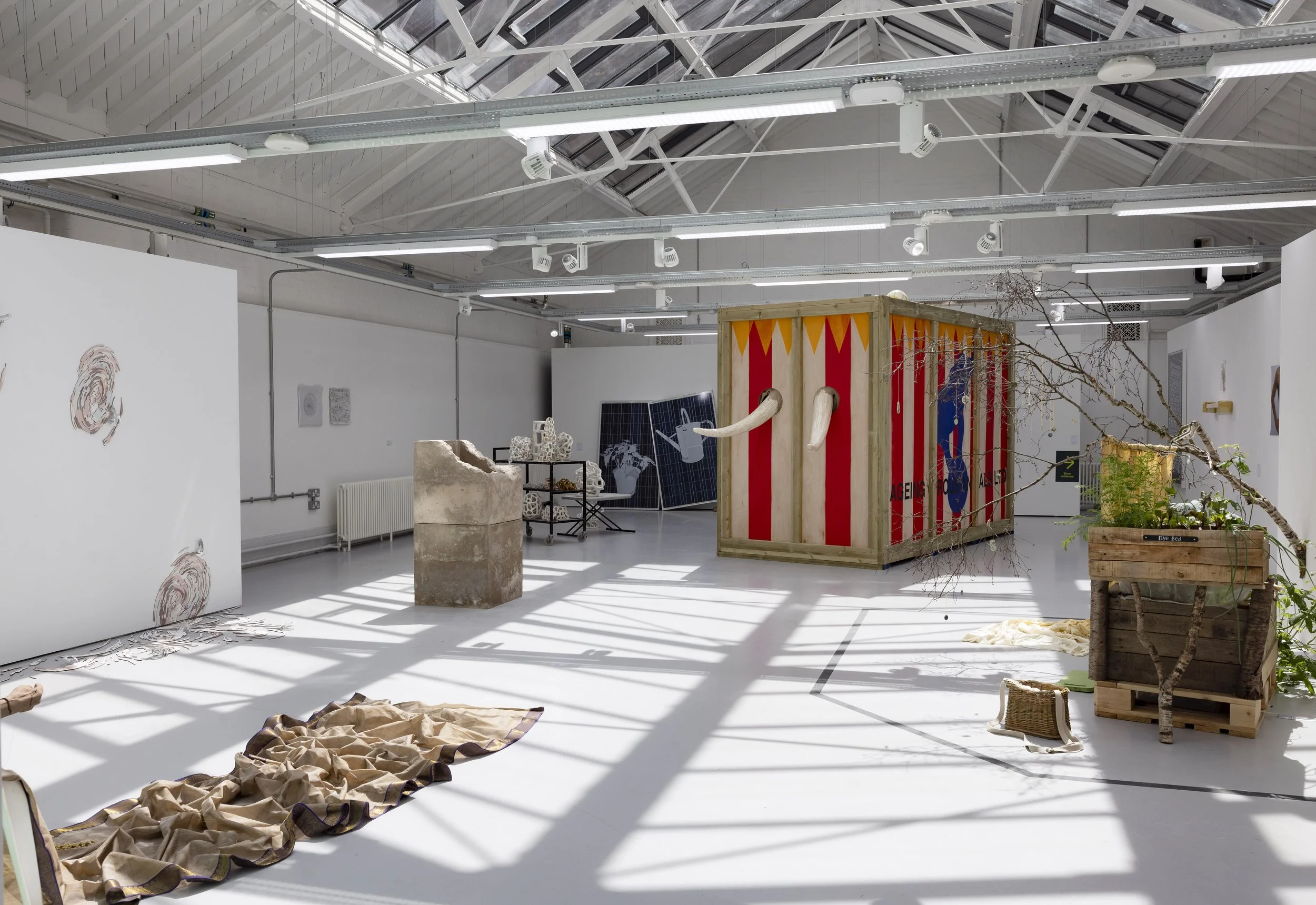 A wide shot of a gallery in the Grosvenor building during the Manchester School of Art final year show 2026