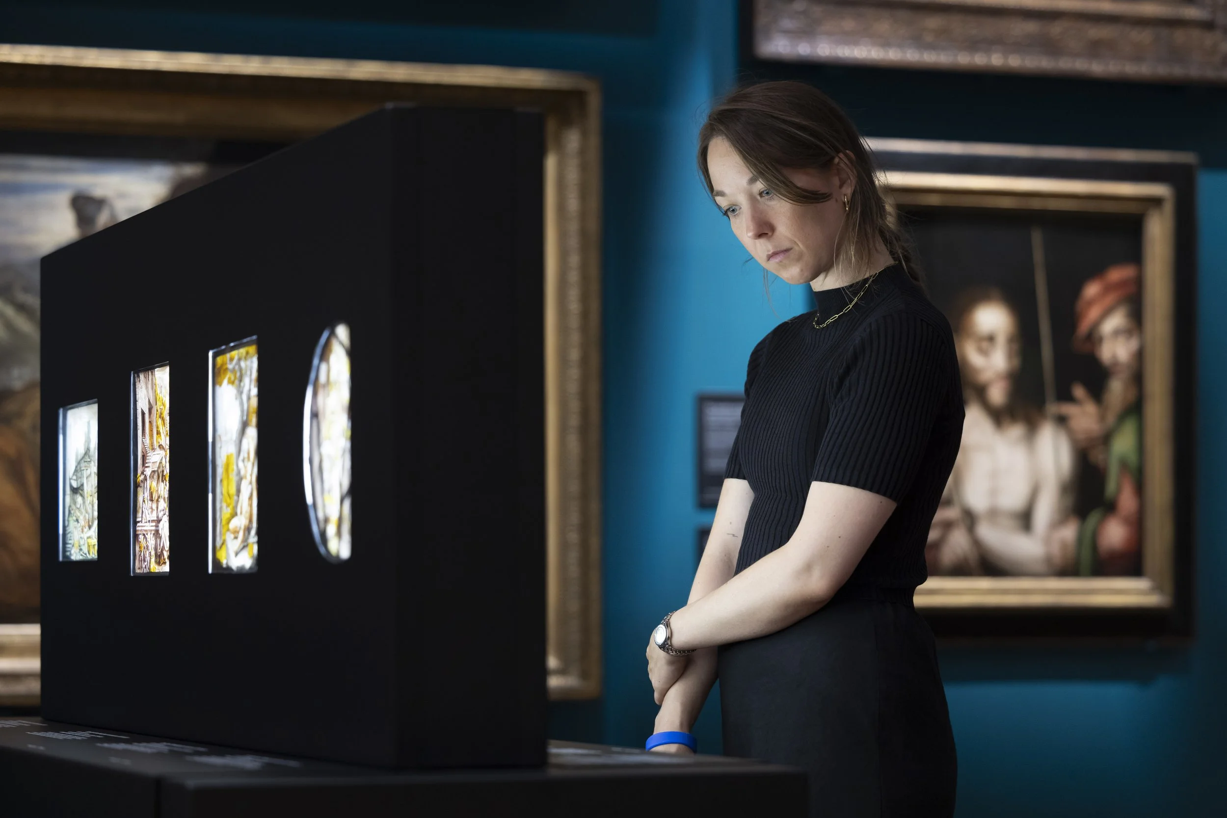 Art Fund staff member looks at an exhibit in the Walker Art gallery, Liverpool