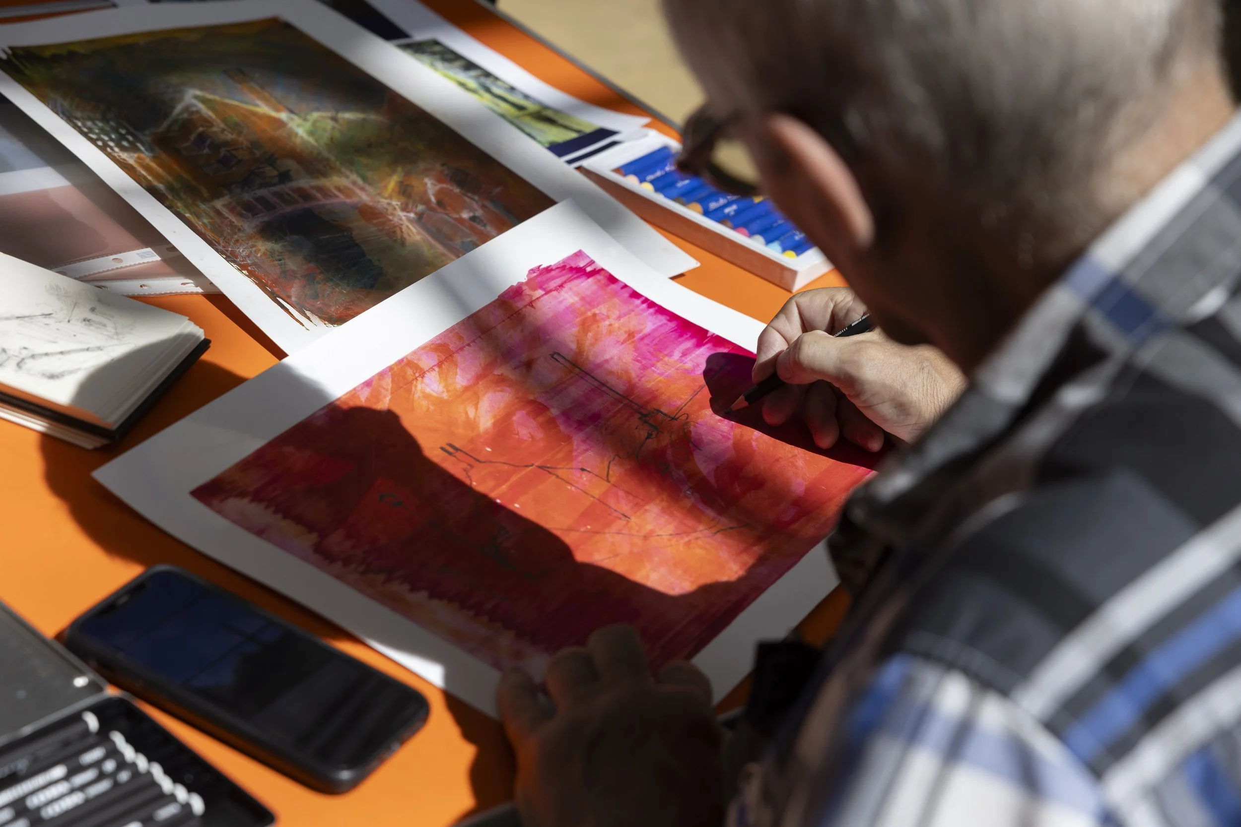A member of Manchester Artist Teachers Collective makes work at Manchester Art Gallery