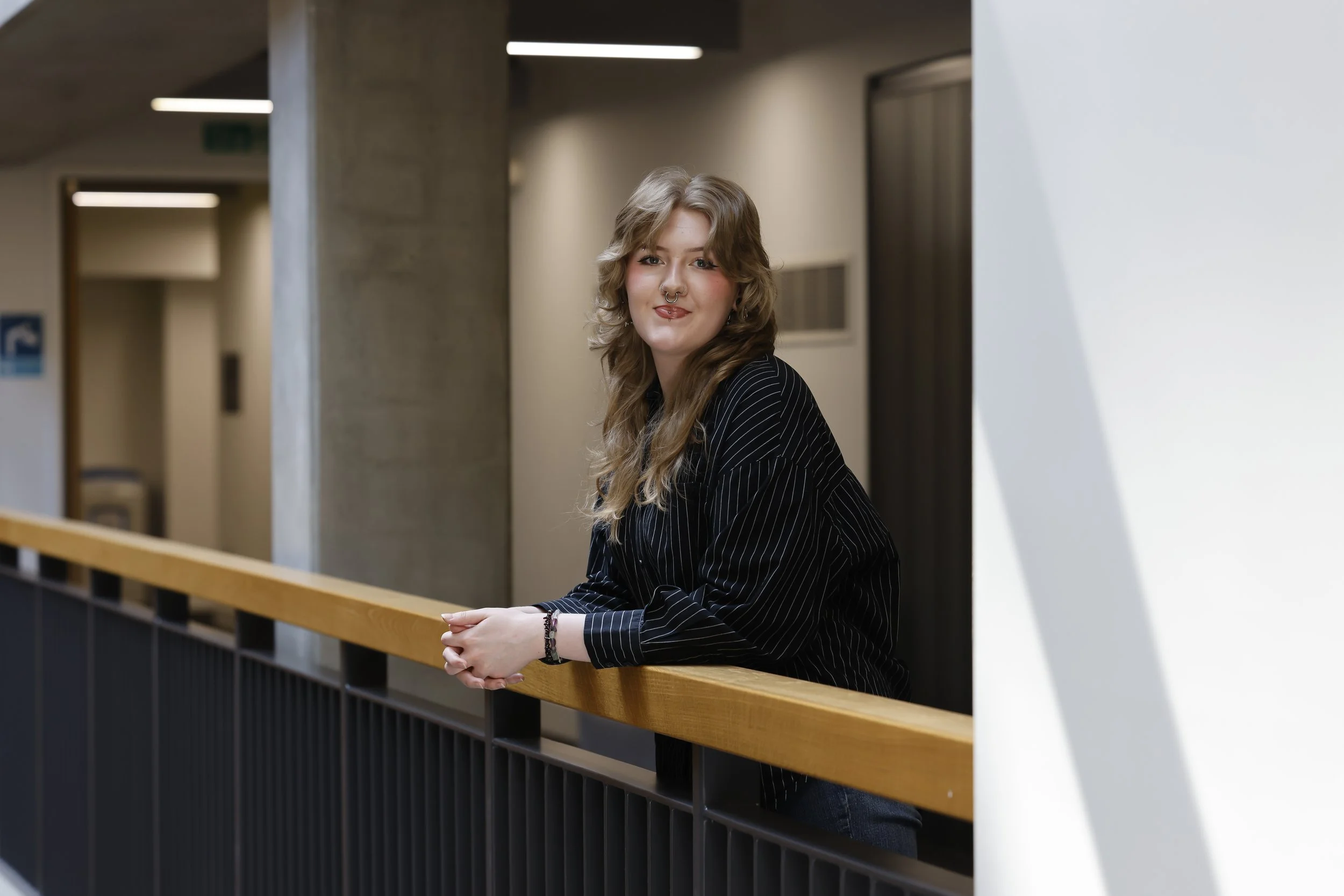 Environmental portrait of a Health and Social Care student at Manchester Metropolitan University