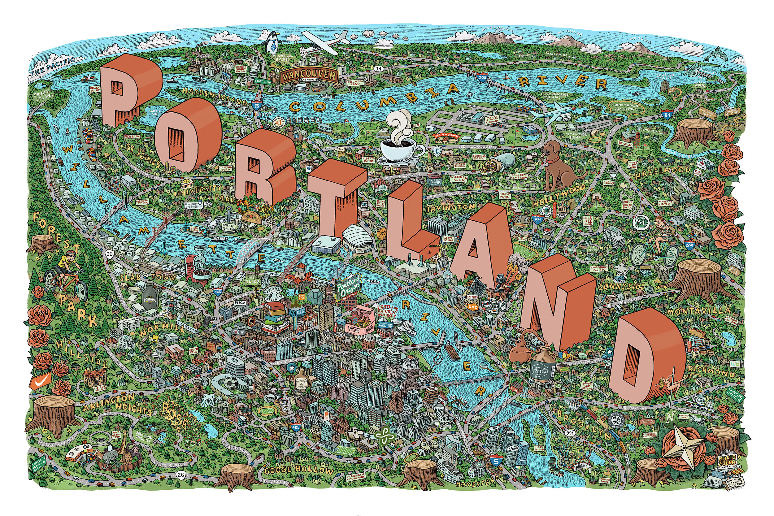 Portland Map by Mario Zucca