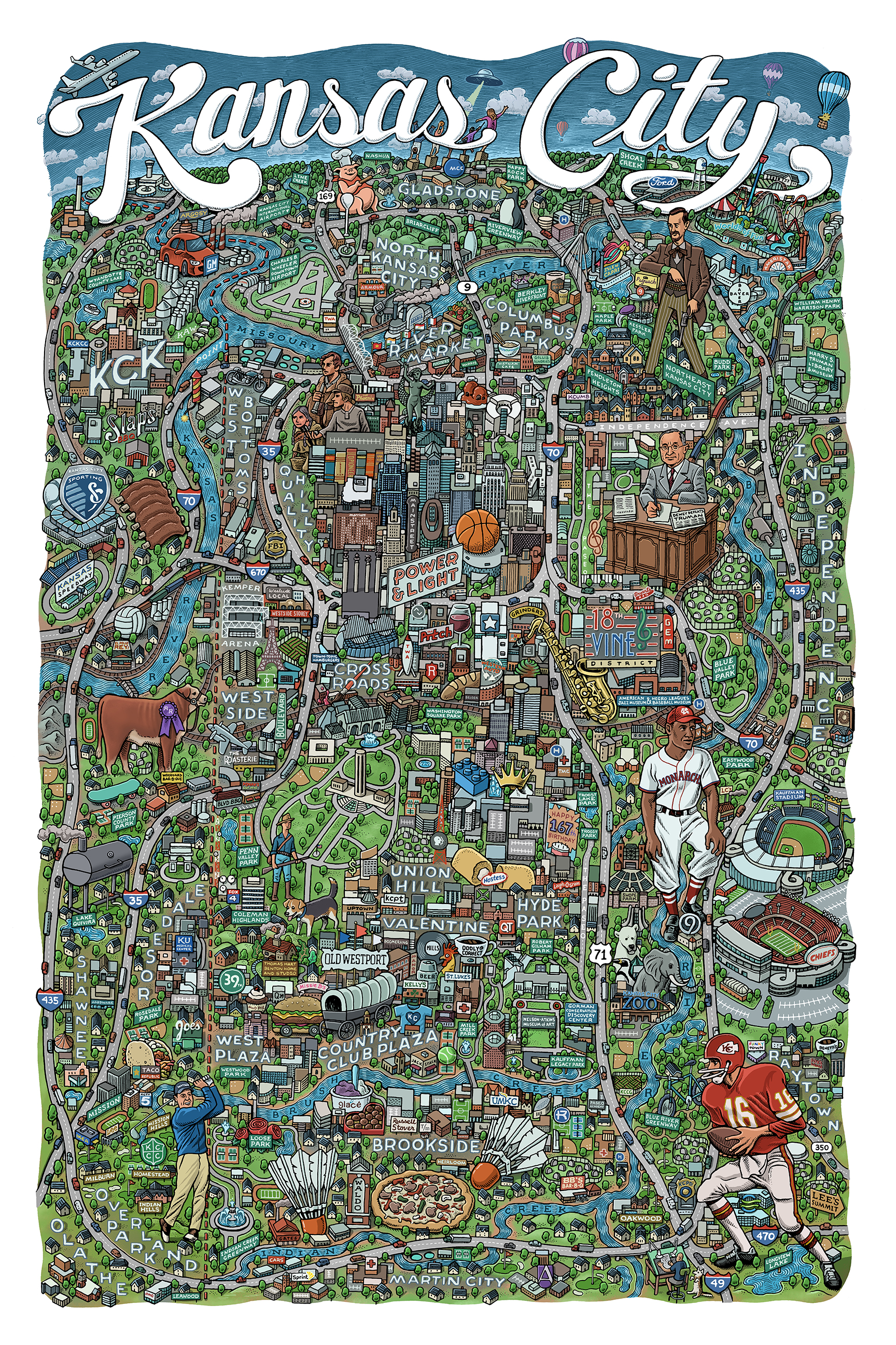 Kansas City Map by Mario Zucca