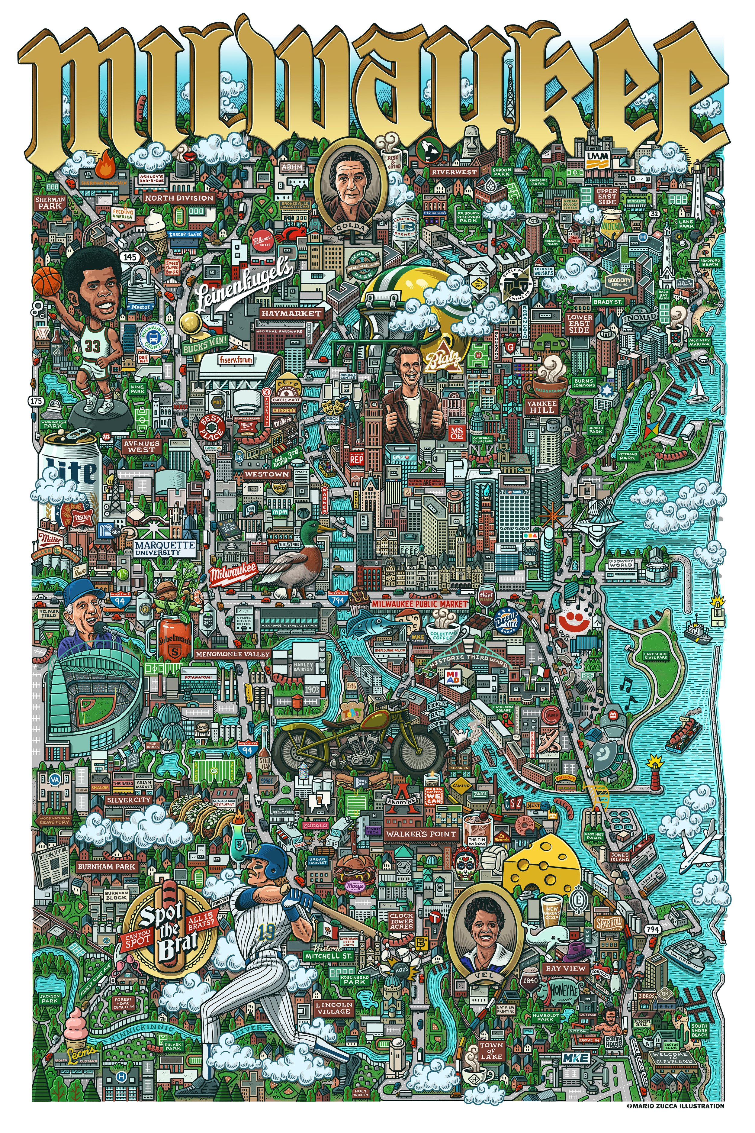 Milwaukee Map by Mario Zucca