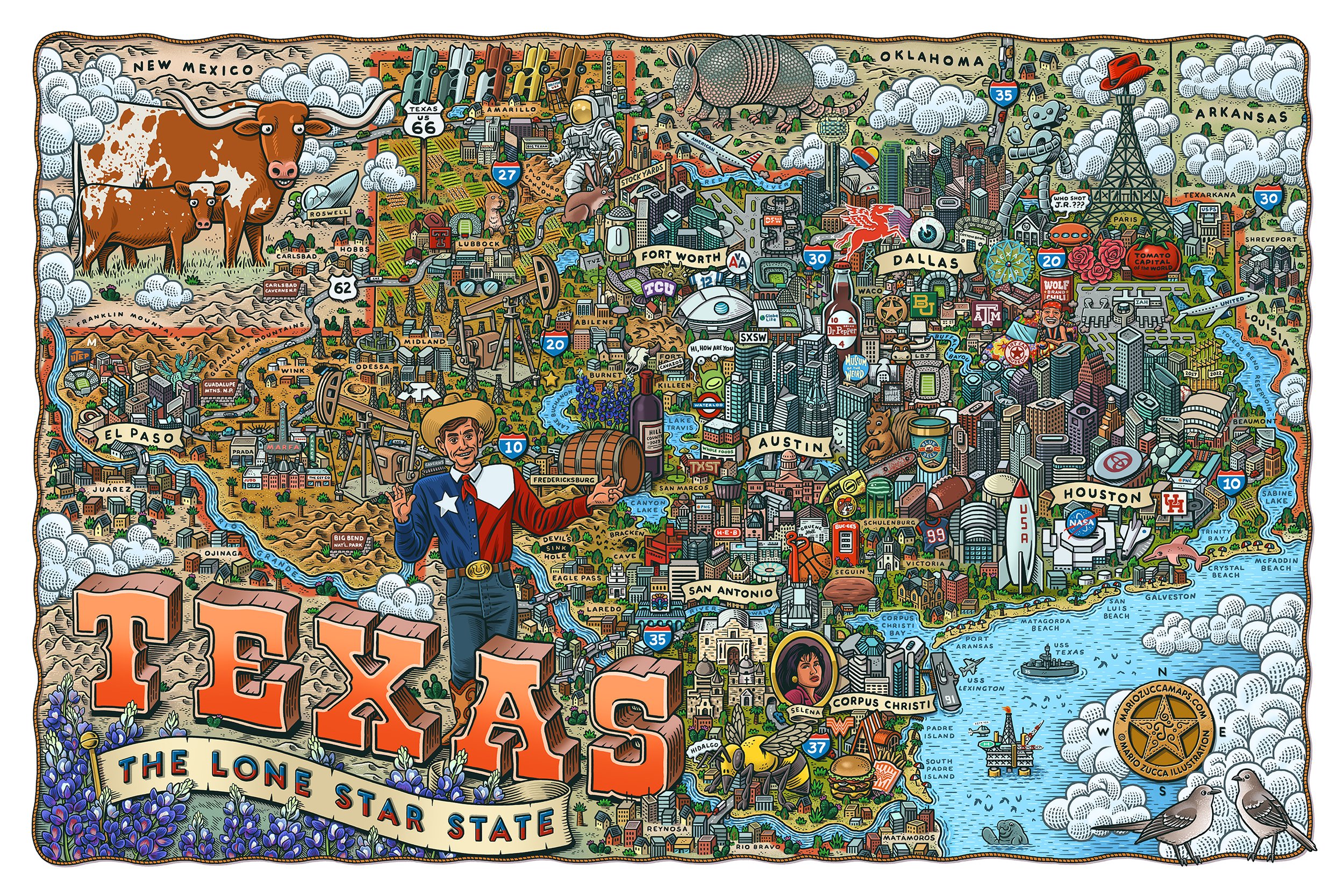 Texas Map by Mario Zucca