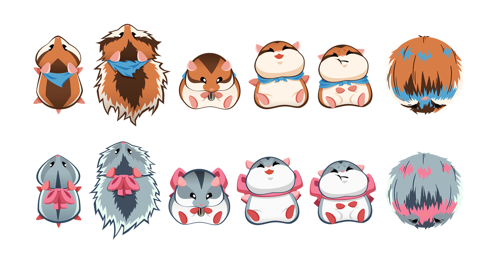  Character lineup of hamsters created for a Lionfish Studios project. 
