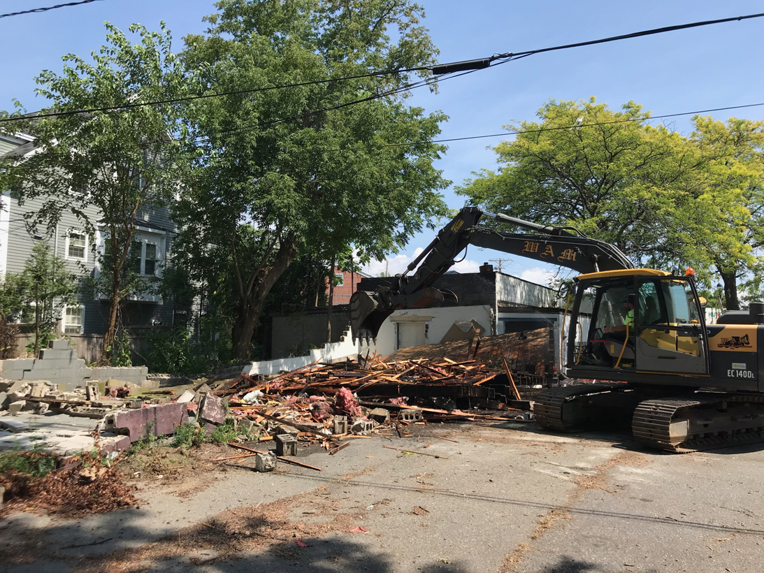 Demo day for the repair shop extension - making way for an expanded design studio