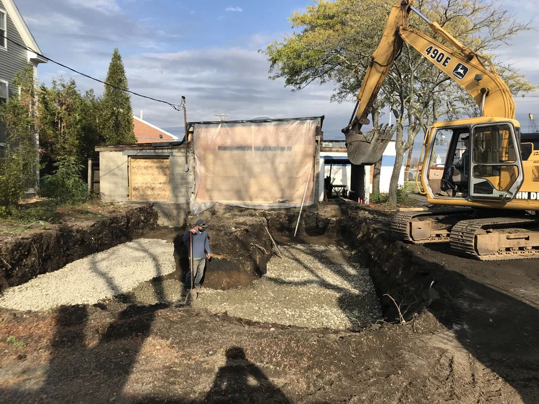 Foundation for new addition to studio