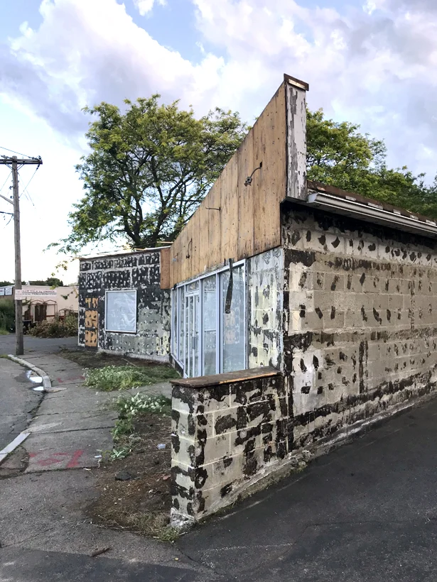 De-skinned building as part of the asbestos process.