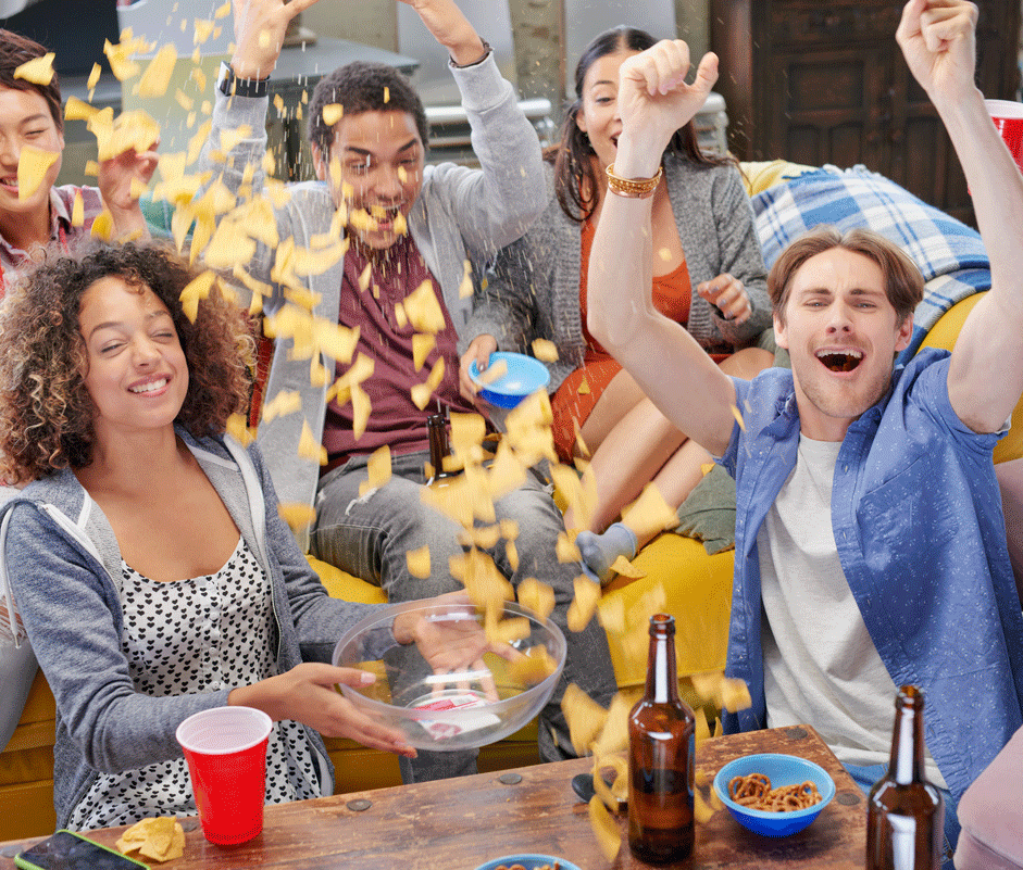 Super bowl, snacks, friends, beer - and the right lighting